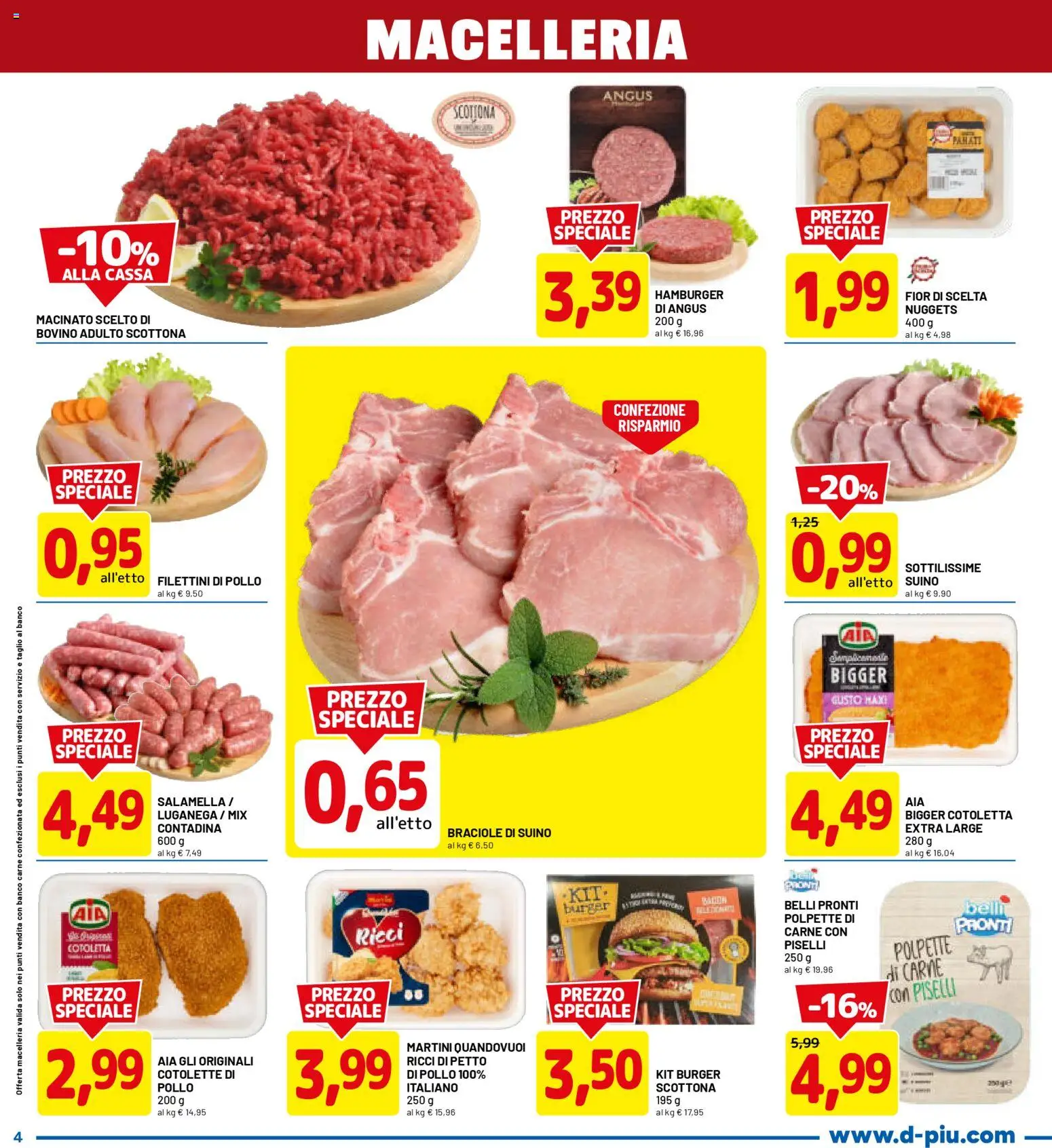 Volantino D Più del 26.02.2026 | Pagina: 4 | Prodotti: Salamella, Pollo, Suino, Hamburger