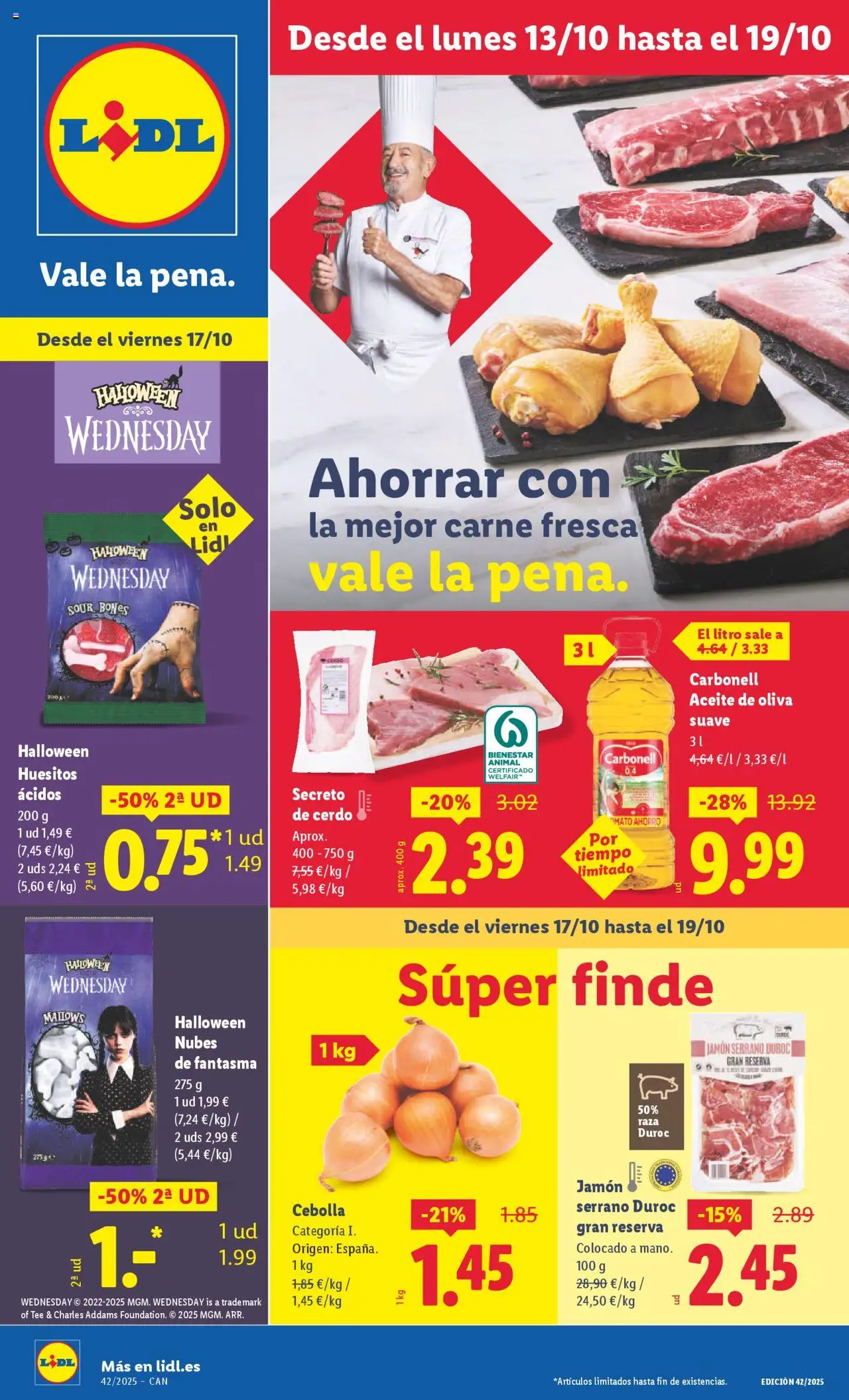 Lidl - Canarias │ válido desde el 13.10.2025 | Página: 1 | Productos: Jamón serrano, Aceite, Jamón, Παγωμένο τσάι