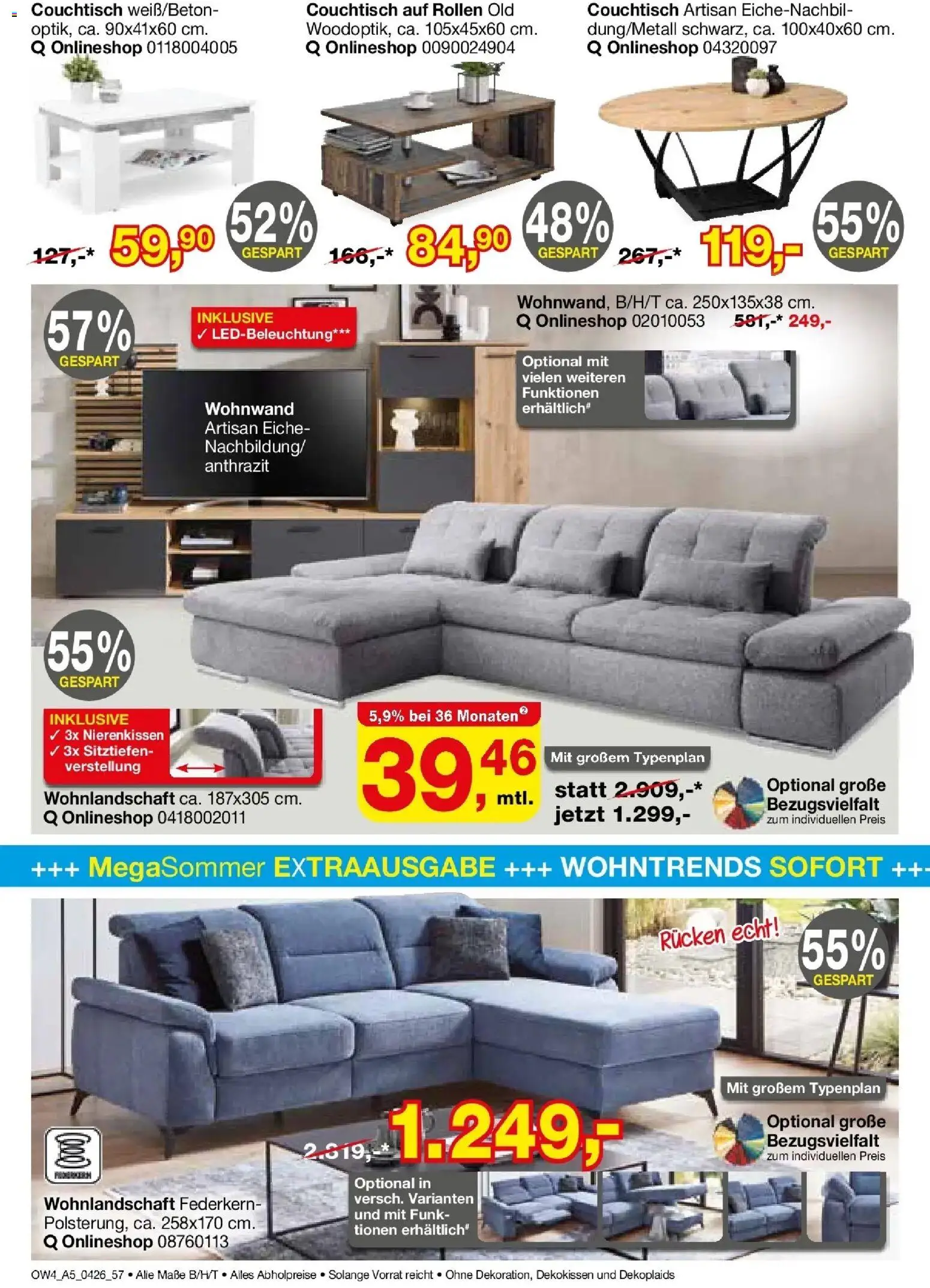 Angebote - Für Zuhause-Liebhaber – gültig ab 01.04.2026 | Seite: 56 | Produkte: Wohnlandschaft, Wohnwand, Couchtisch