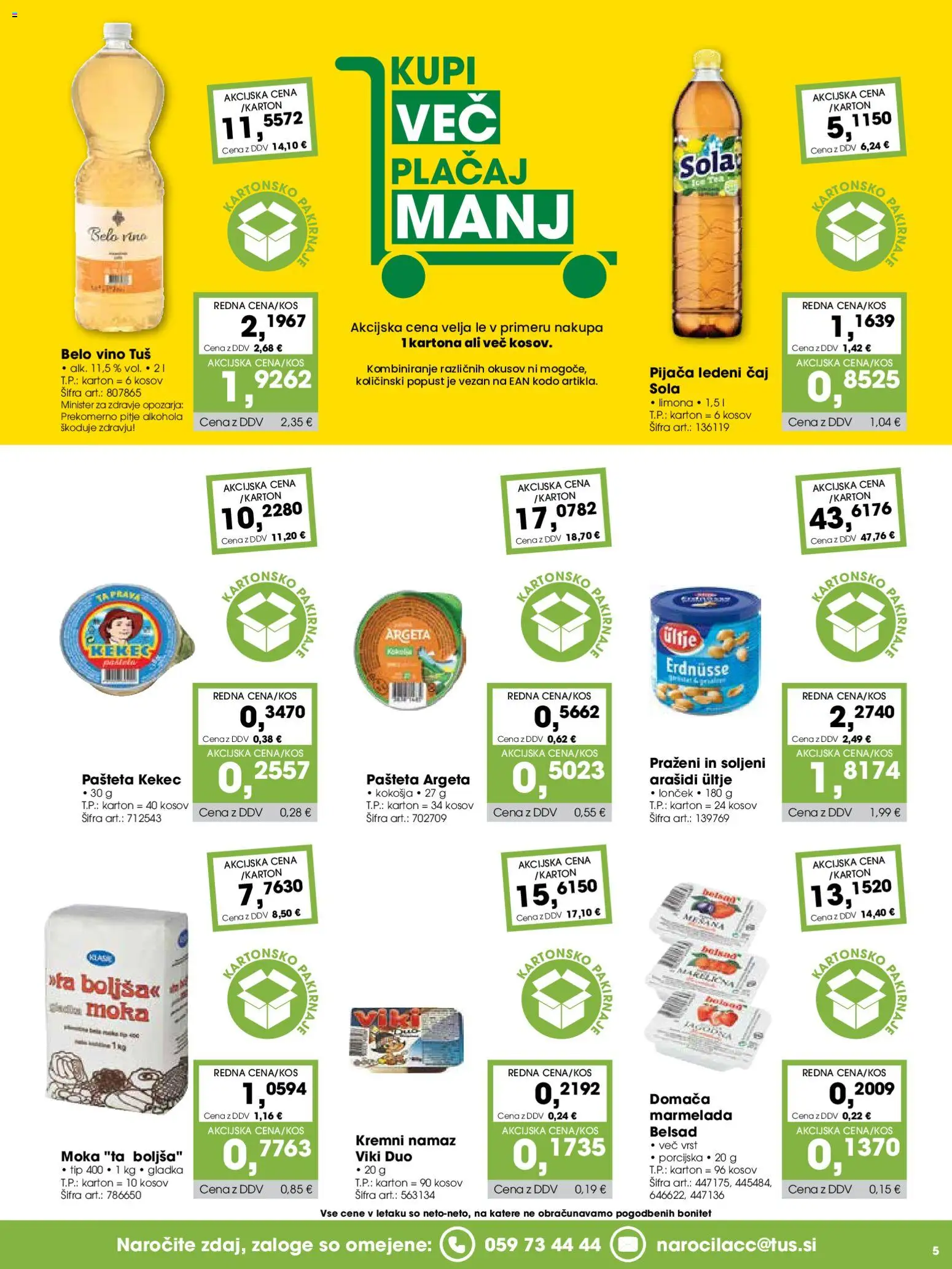 Novi Tuš katalog ponudbe – veljaven od 07.04.2026 | Stran: 5 | Izdelki: Pašteta, Marmelada, Caj, Limona