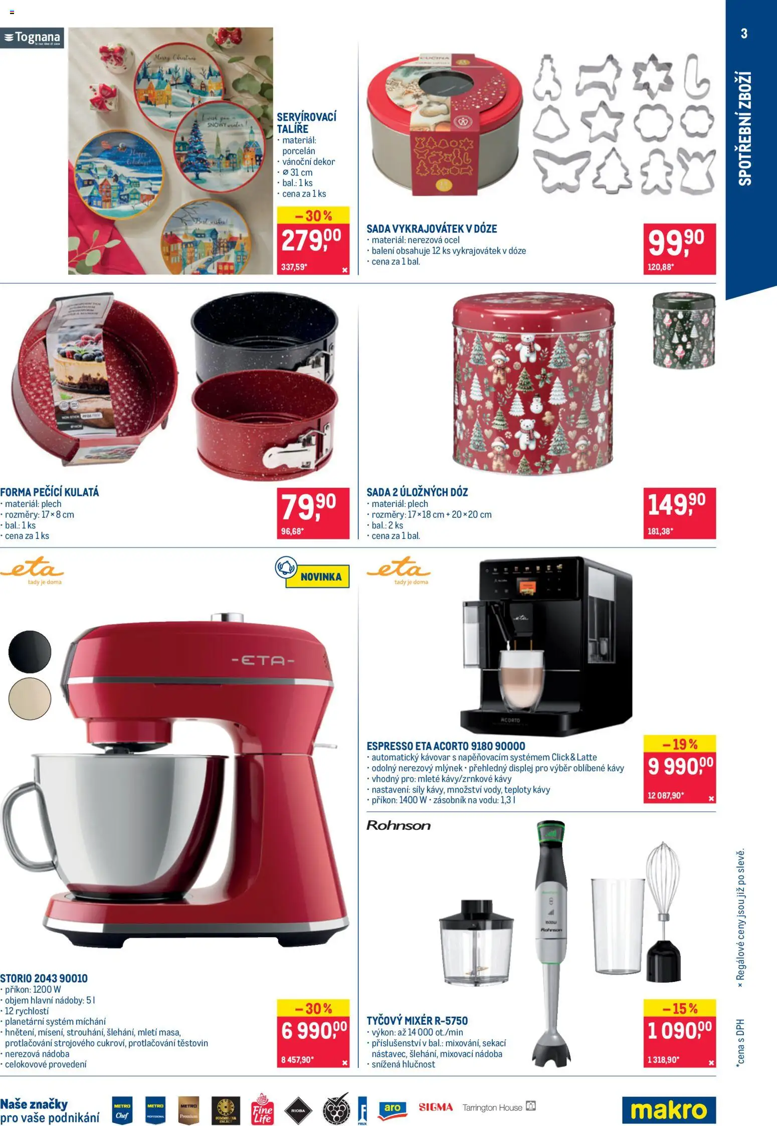 Makro leták - Spotřební zboží od 19.11.2025 | Strana: 3 | Produkty: Talíře, Zásobník, Forma, Mixér