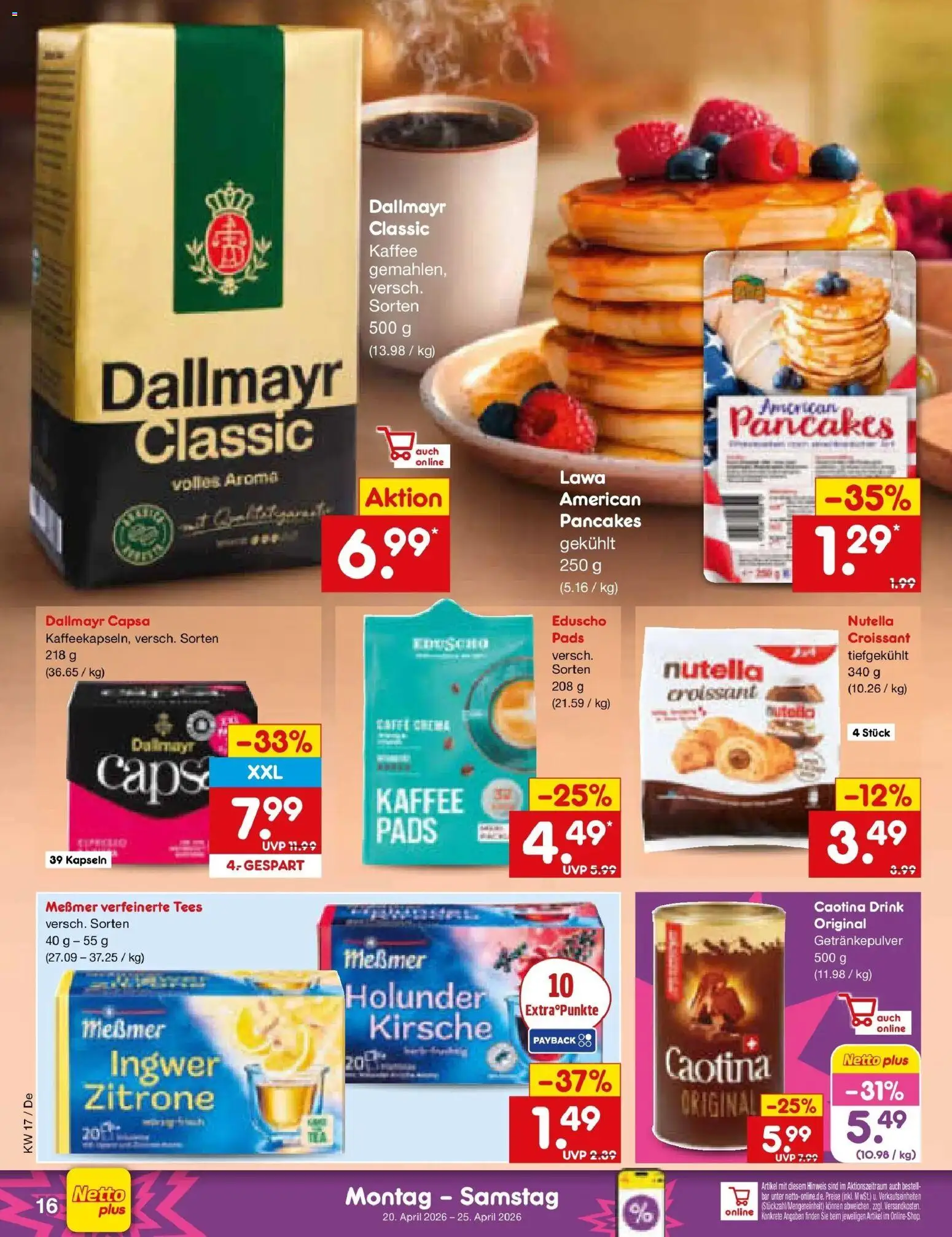 Netto Marken-Discount Prospekt Thierhaupten	 – gültig ab 20.04.2026 | Seite: 18 | Produkte: Messmer, Nutella, Zitrone, Dallmayr capsa