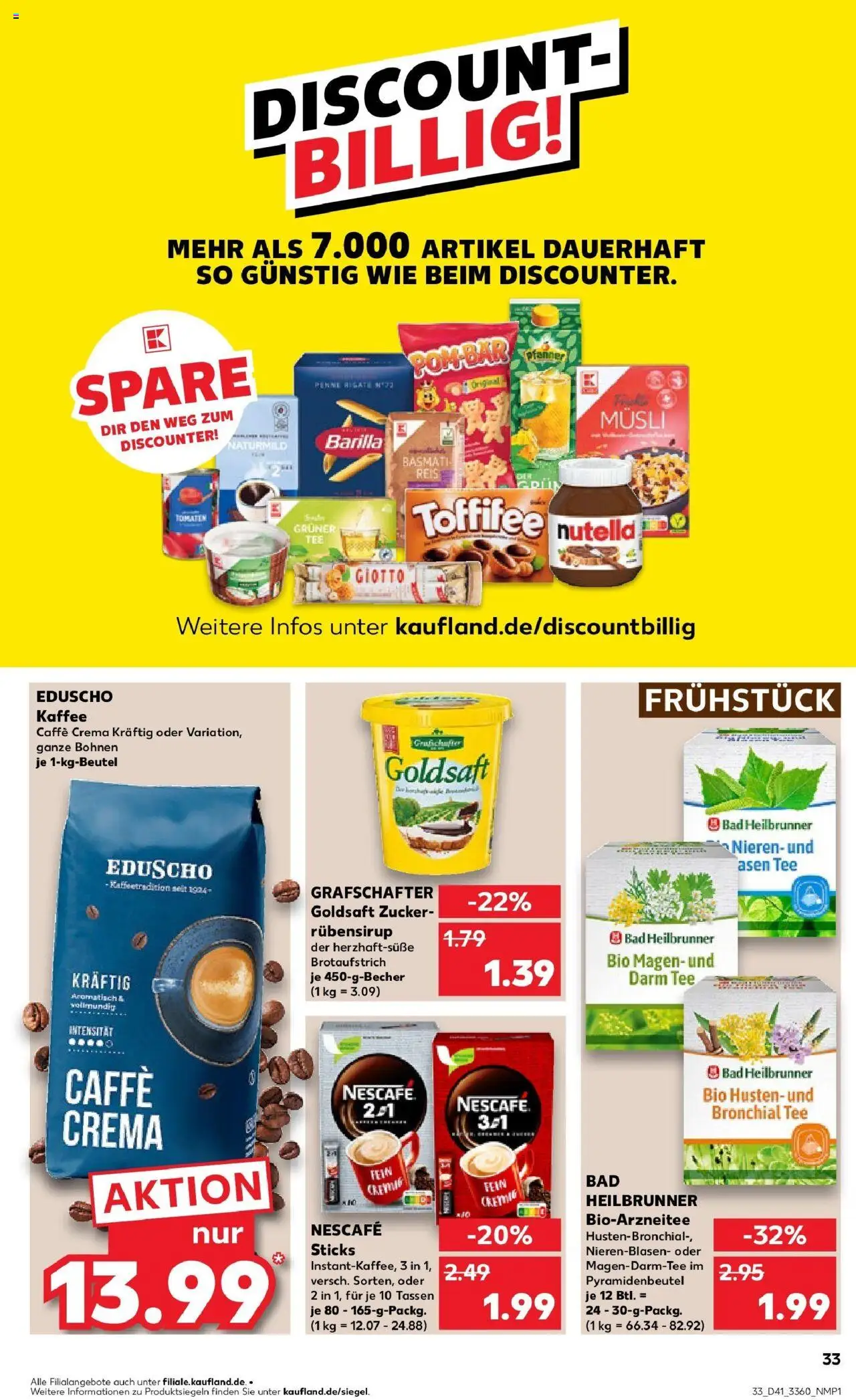 Kaufland prospekt Quedlinburg	 – gültig ab 09.10.2025 | Seite: 33 | Produkte: Musli, Kaffee, Nutella, Tee