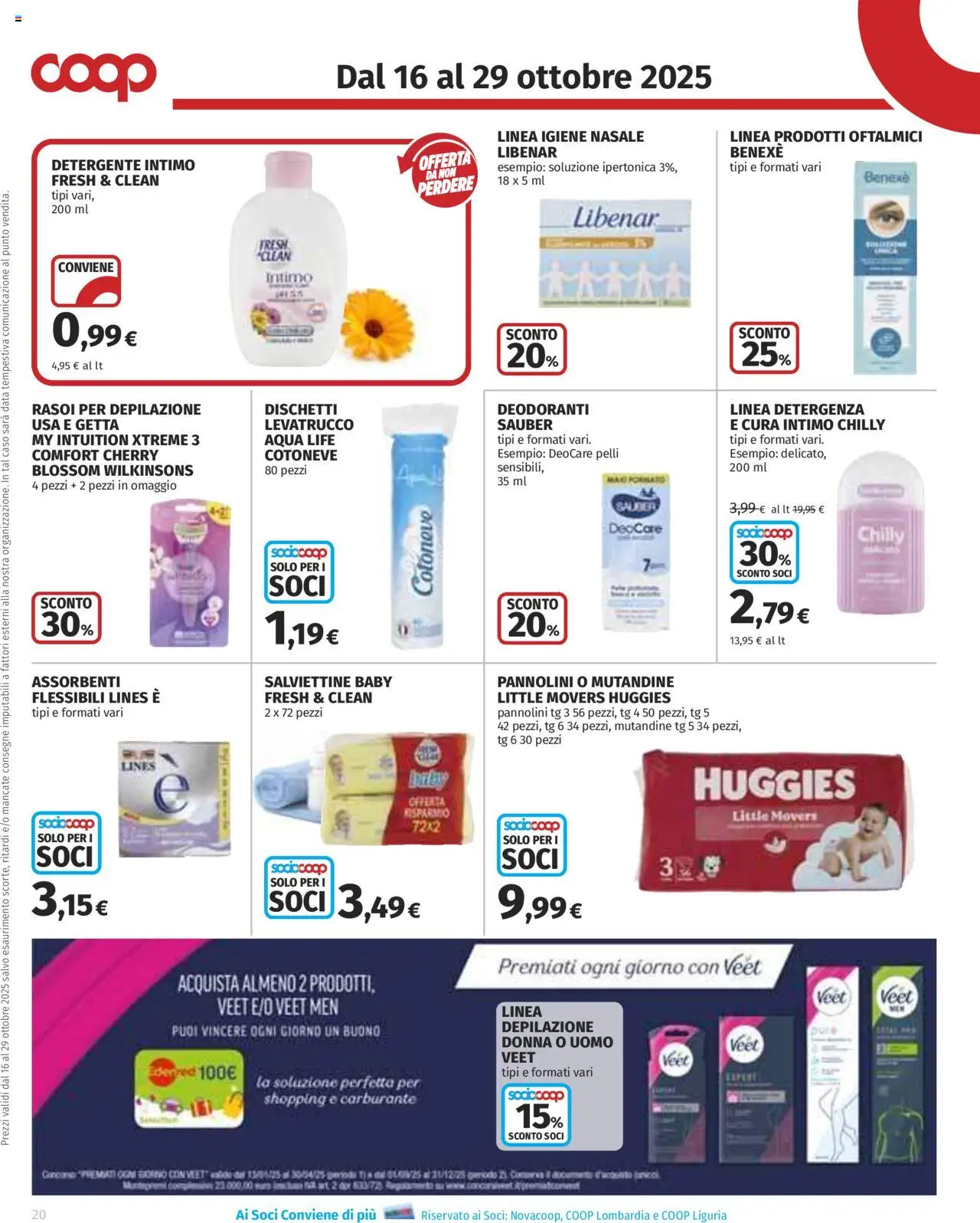 Volantino COOP del 16.10.2025 | Pagina: 20 | Prodotti: Pannolini, Detergente intimo, Mutandine, Data