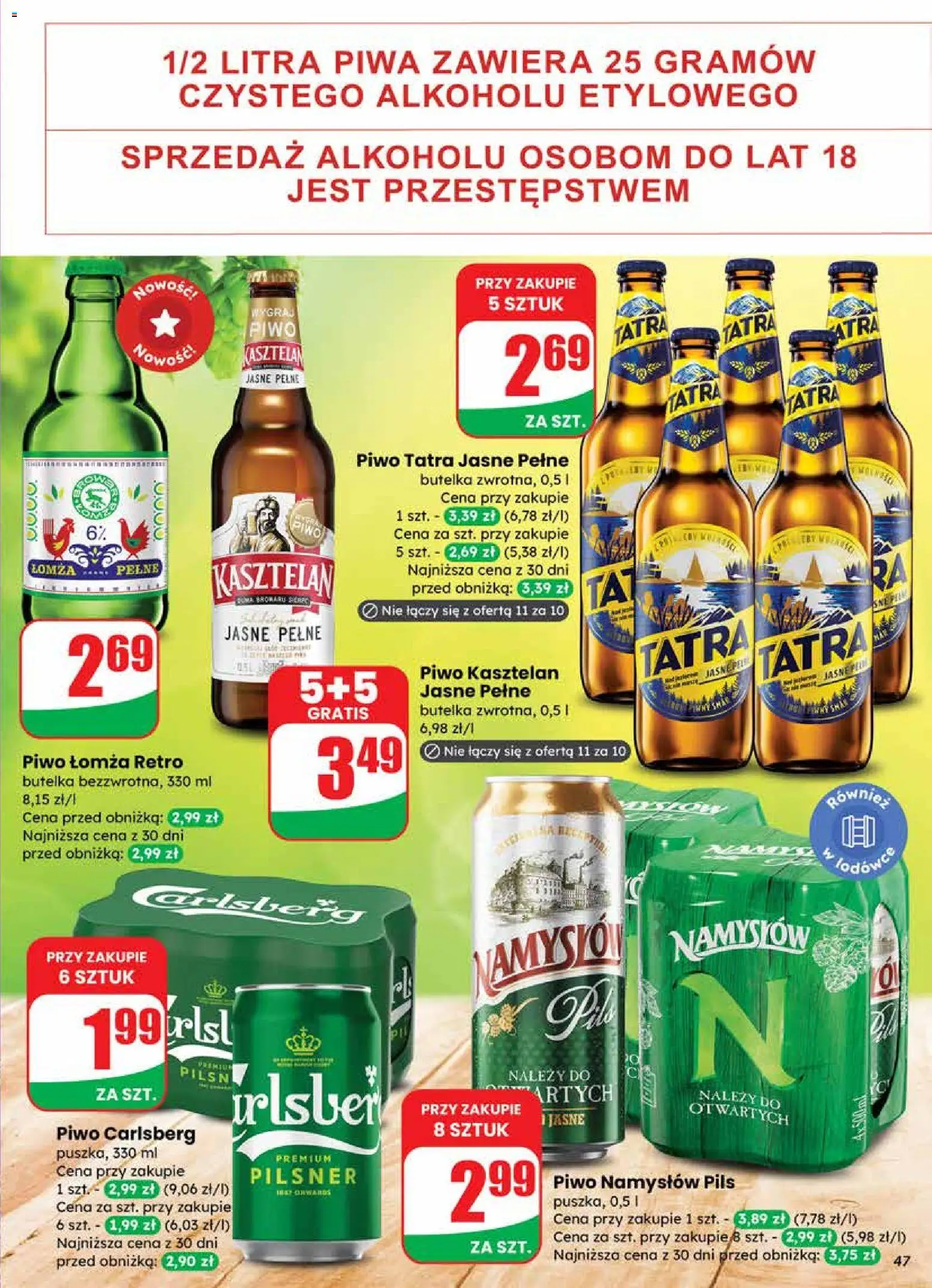 Dino Gazetka od 19.11.2025 | Strona: 47 | Produkty: Piwo Carlsberg, Piwo, Piwo Namysłów