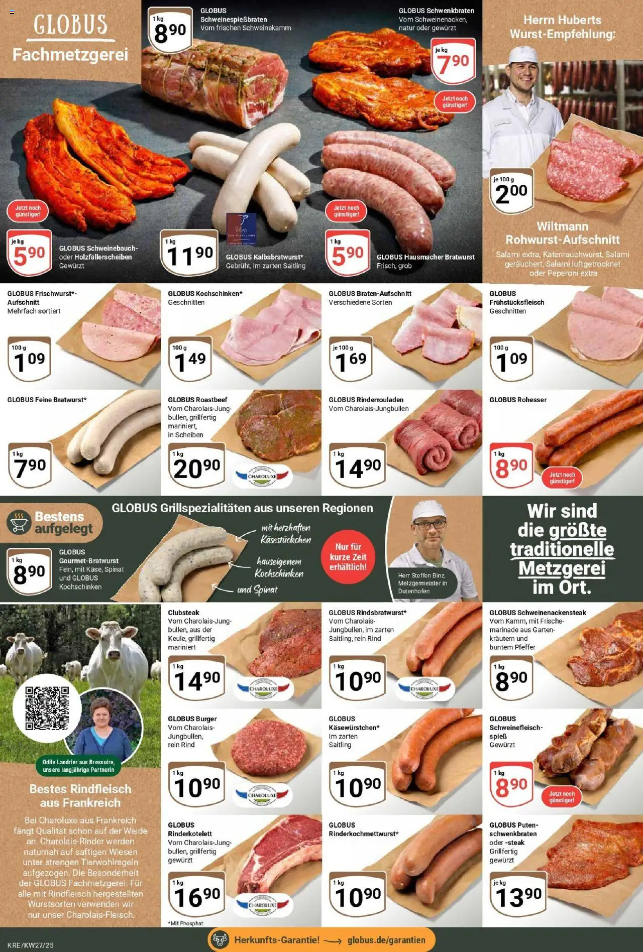 Globus prospekt Krefeld	 - gültig ab dem 29.06.2025 | Seite: 13 | Produkte: Rinderrouladen, Bratwurst, Burger, Schweinefleisch