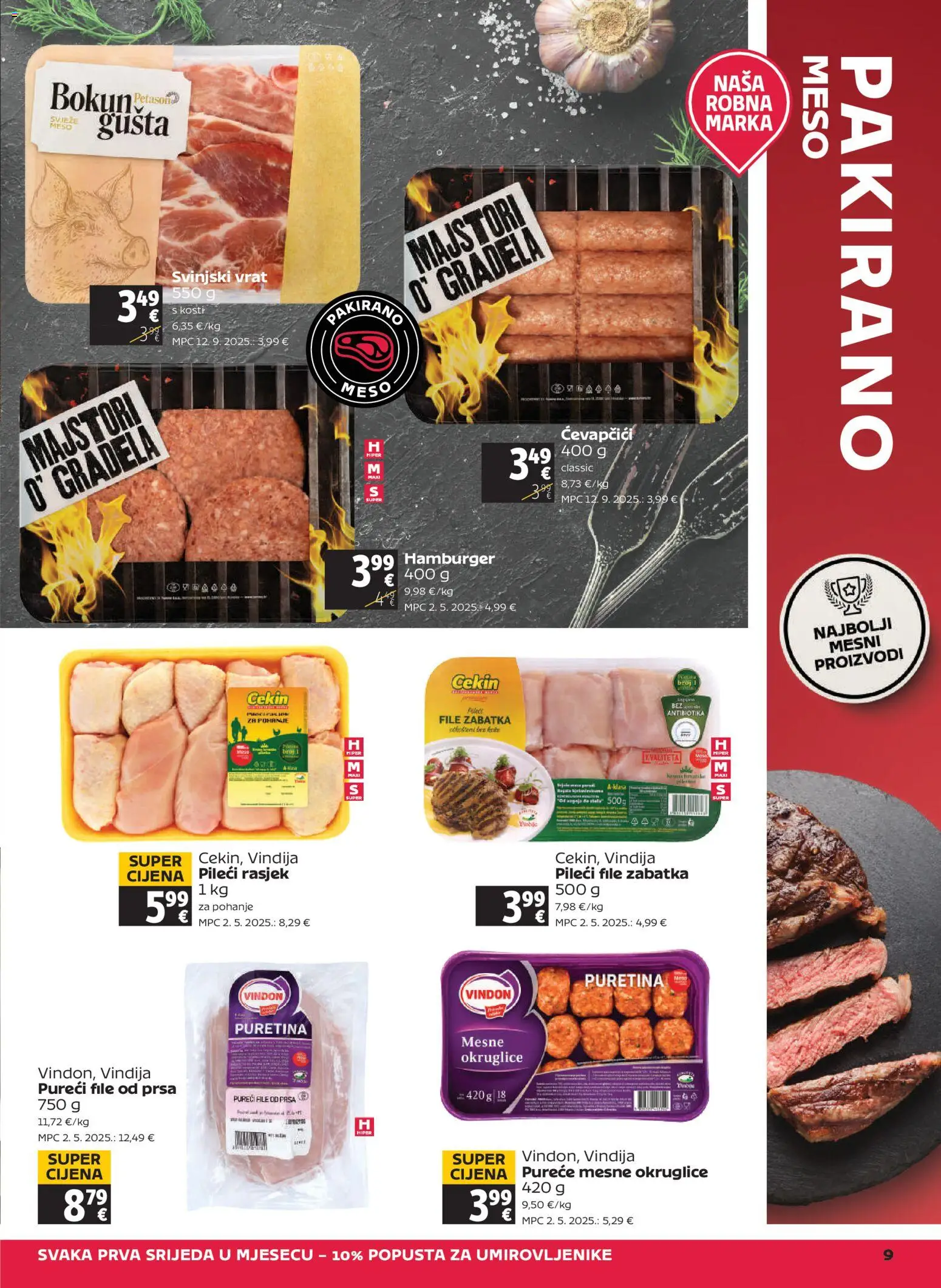 Tommy katalog | vrijedi od 27.11.2025 | Stranica: 9 | Proizvodi: Vindija, Okruglice, Svinjski vrat, Hamburger