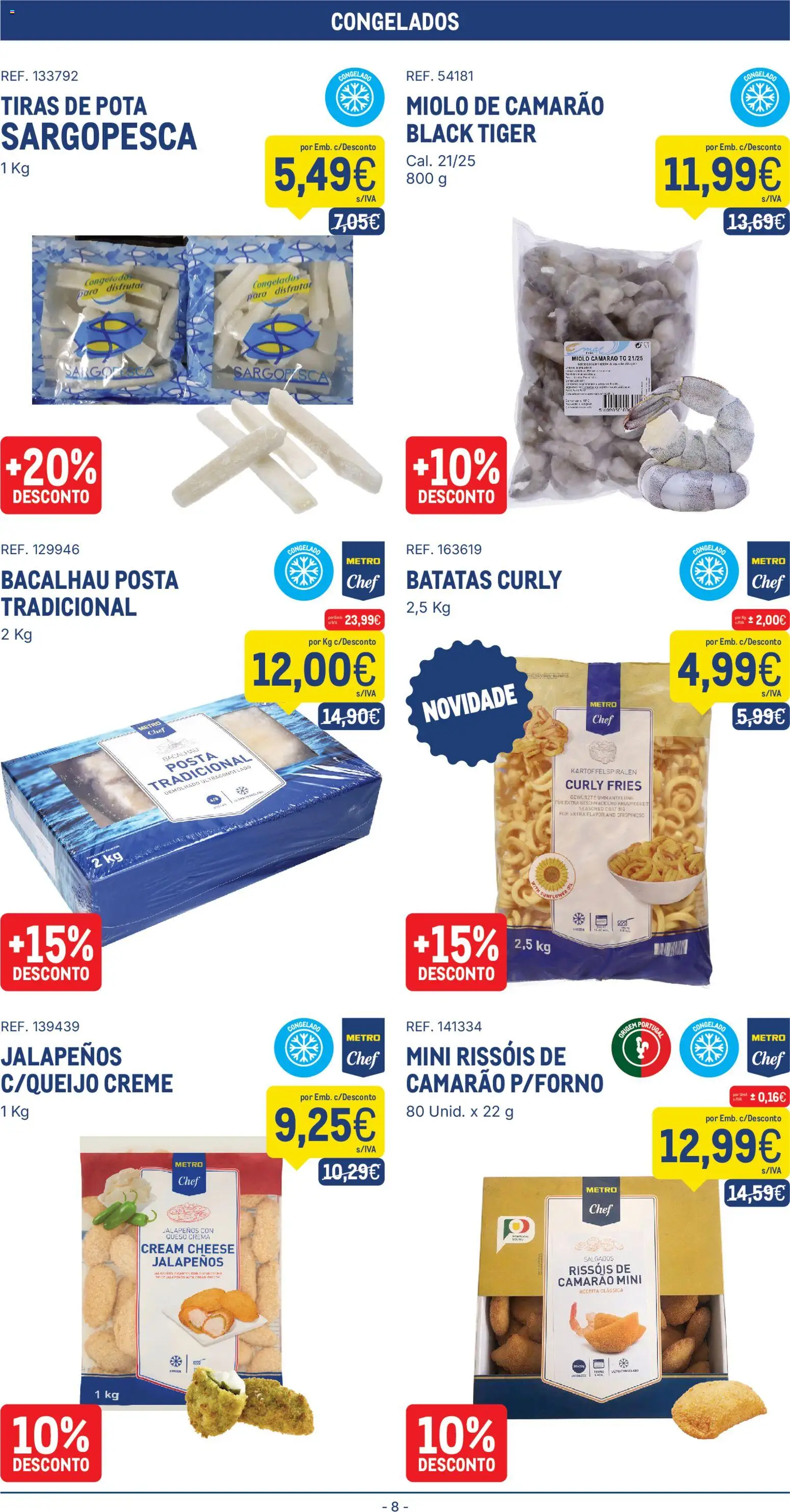 Makro folheto │ válido de 24.03.2026 | Página: 8 | Produtos: Bacalhau, Cream cheese, Camarão, Creme