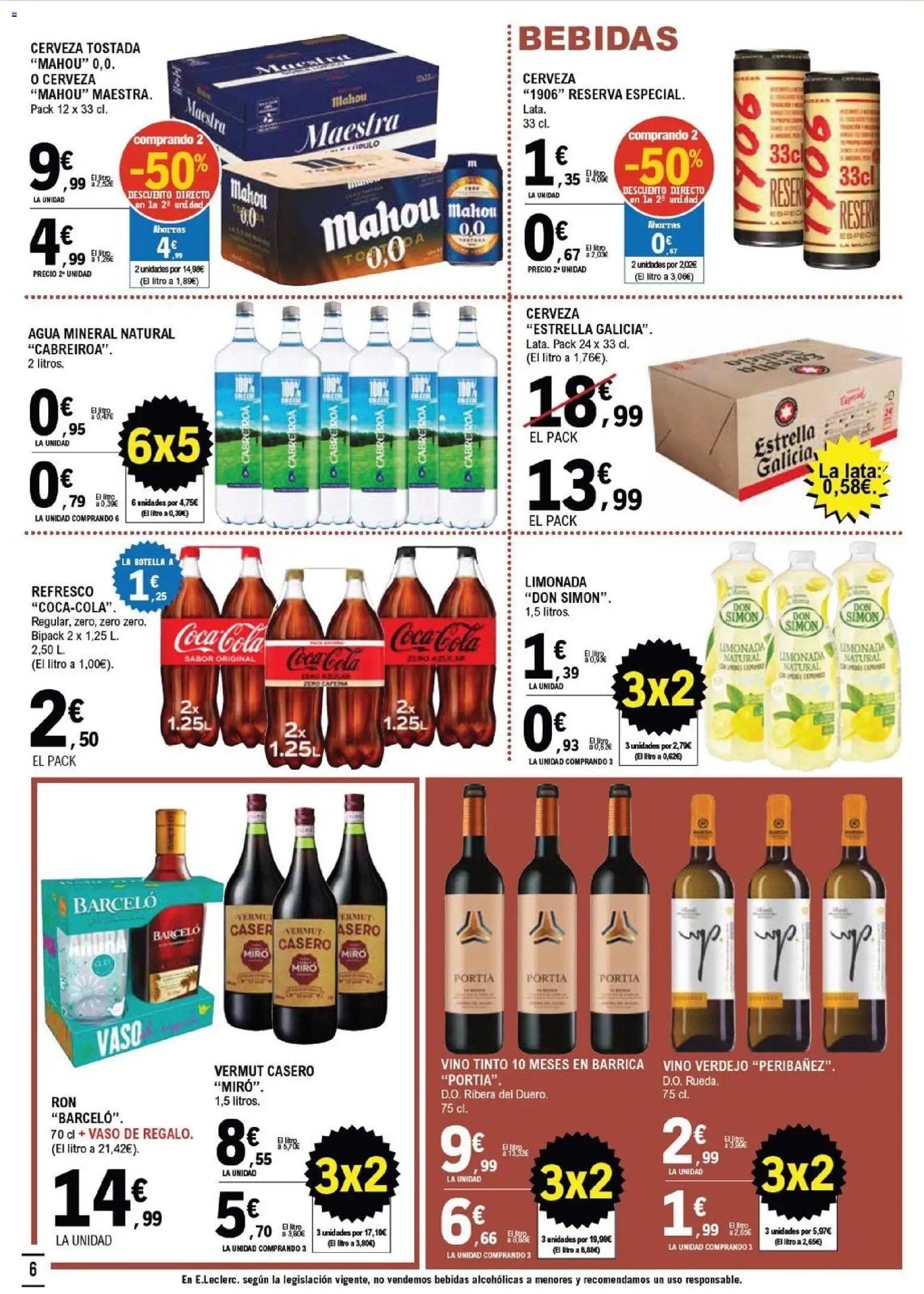 E.Leclerc folleto │ válido desde el 28.01.2026 | Página: 6 | Productos: Vino, Cerveza, Limonada, Agua mineral