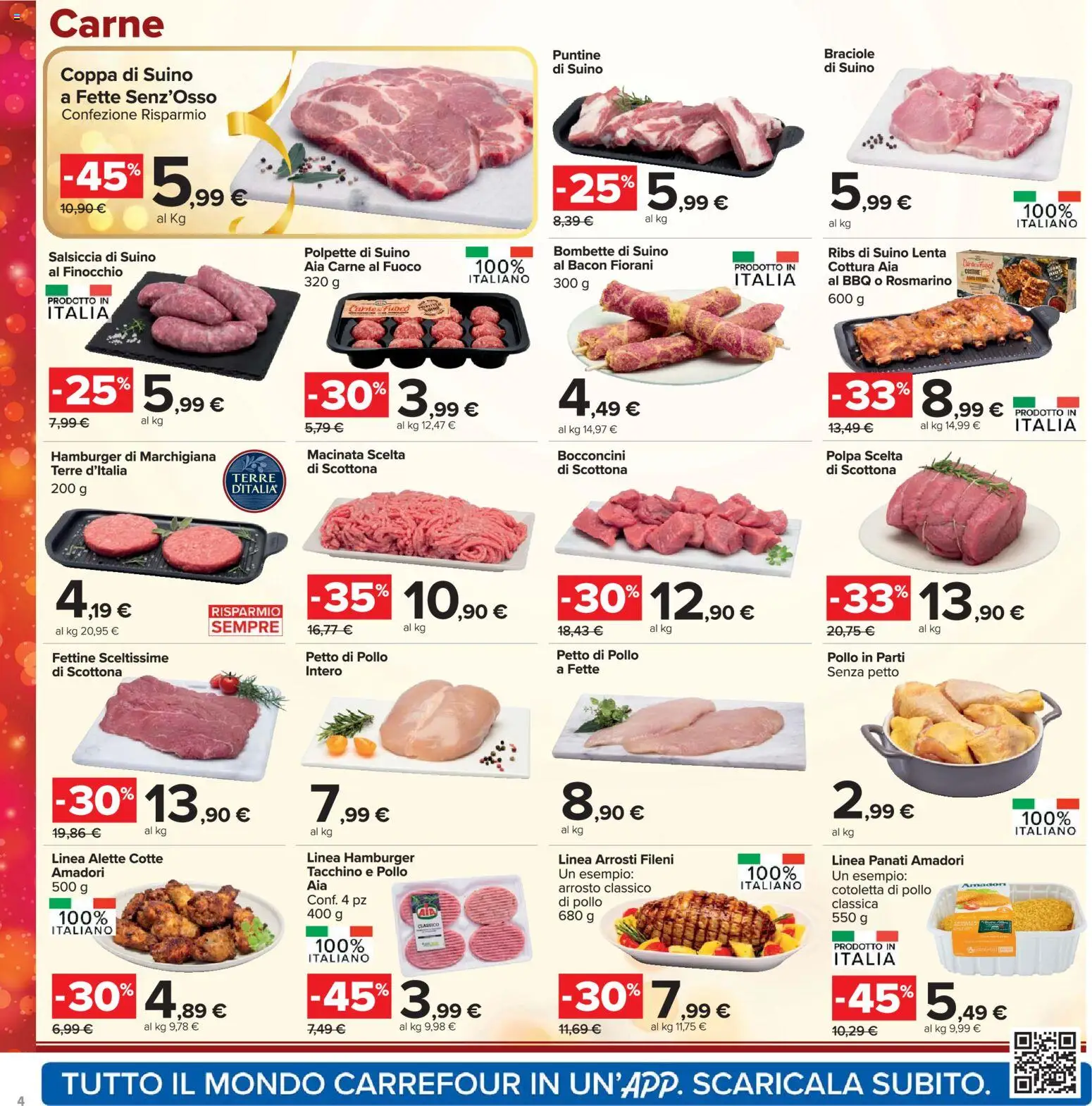 Volantino Carrefour del 02.12.2025 | Pagina: 4 | Prodotti: Petto di Pollo, Arrosto, Rosmarino, Hamburger