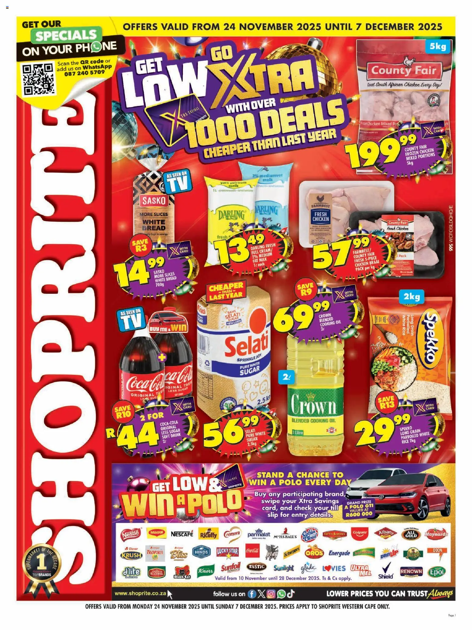 New Shoprite catalogue – valid from 24.11.2025 | Page: 1 | Products: Oil, Chicken, Rice, Sugar