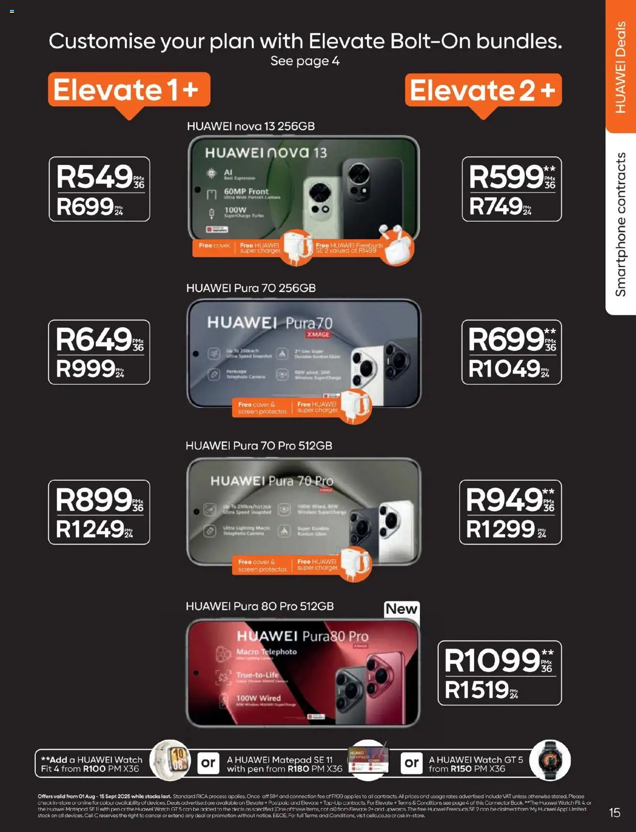 Cell C - Contract Deals │ valid from 01.08.2025 | Page: 15 | Products: Smartphone, Watch, Connector, Stock