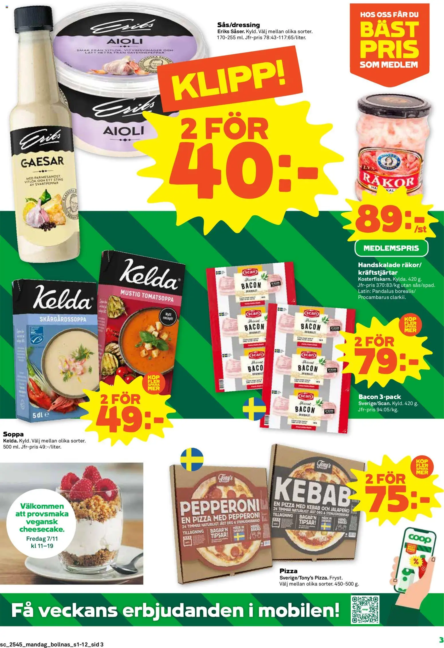 Stora Coop reklamblad aktuell från 03.11.2025 | Sida: 3 | Produkter: Räkor, Aioli, Vitlök, Jäst