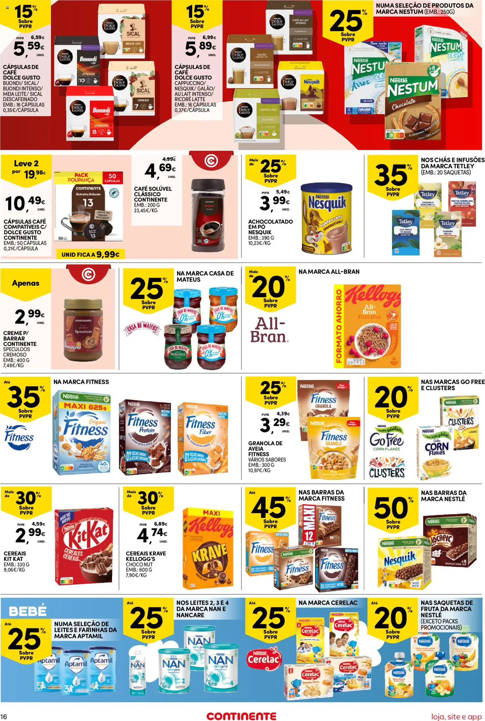 Continente Semanal Continente Bom Dia │ válido de 21.04.2026 | Página: 16 | Produtos: Aveia, Chás, Café, Arroz