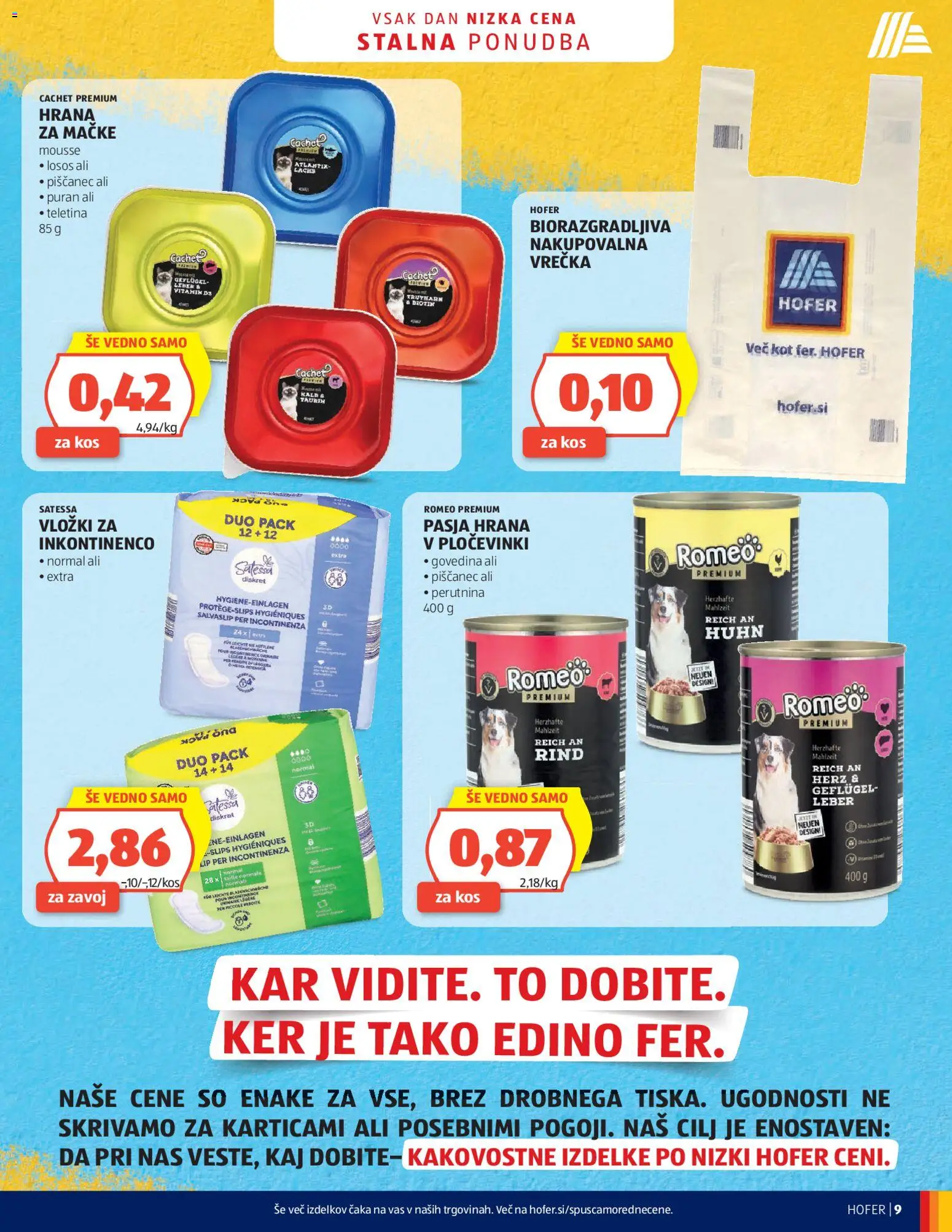 Novi Hofer katalog ponudbe – veljaven od 15.04.2026 | Stran: 9 | Izdelki: Hrana za mačke, Vložki, Losos, Kos