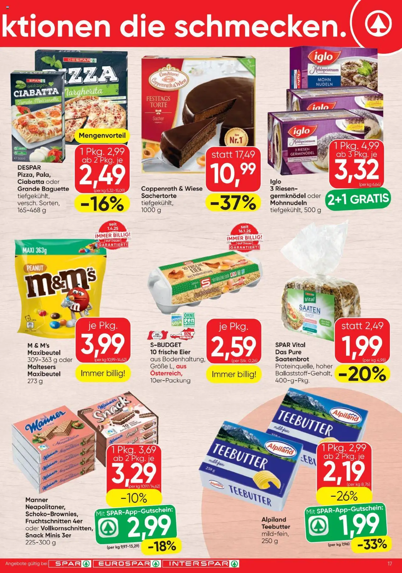 Spar Flugblatt gültig ab 23.10.2025 | Seite: 17 | Produkte: Jääkaappipakastin, Eier, Brot, Nudeln