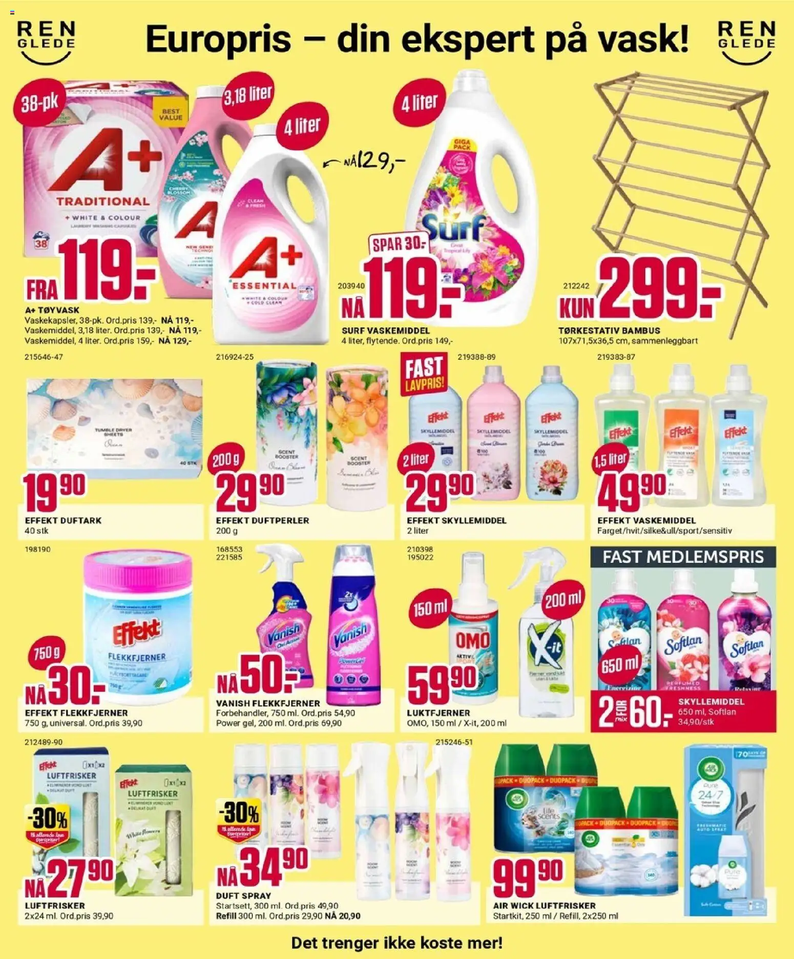 {H1} | Side: 4 | Produkter: Flekkfjerner, Vask, Luftfrisker, Duft