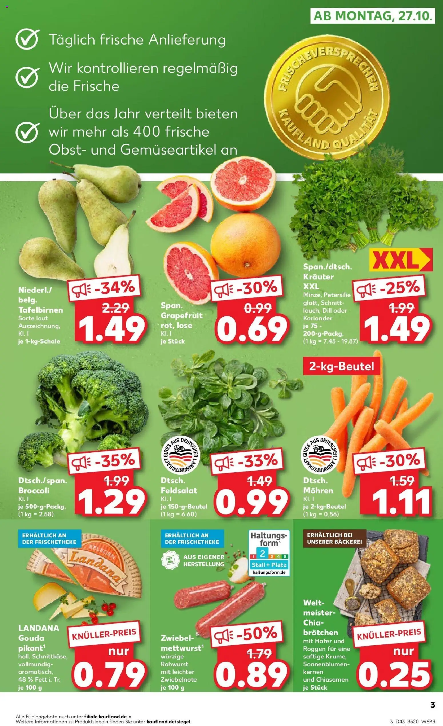 Kaufland prospekt Annaberg-Buchholz	 – gültig ab 27.10.2025 | Seite: 3 | Produkte: Bäckerei, Grapefruit, Obst, Dill