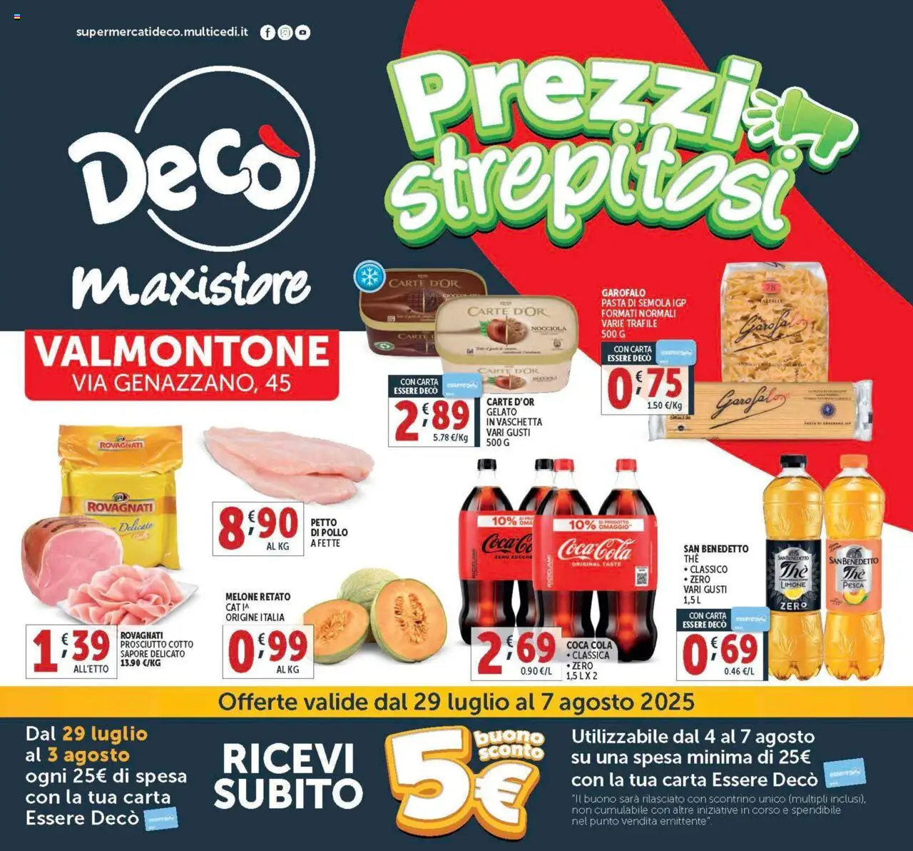 Volantino Decò del 29.07.2025 | Pagina: 1 | Prodotti: Prosciutto Cotto, Pollo, Limone, Prosciutto