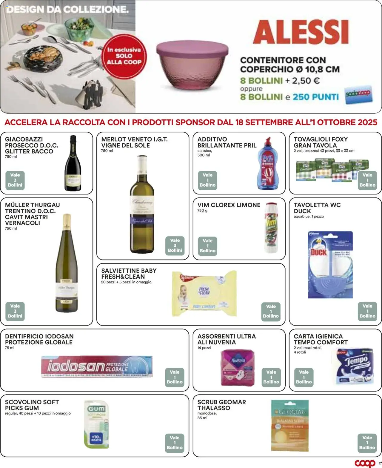Volantino COOP del 18.09.2025 | Pagina: 17 | Prodotti: Dentifricio, Prosecco, Limone, WC