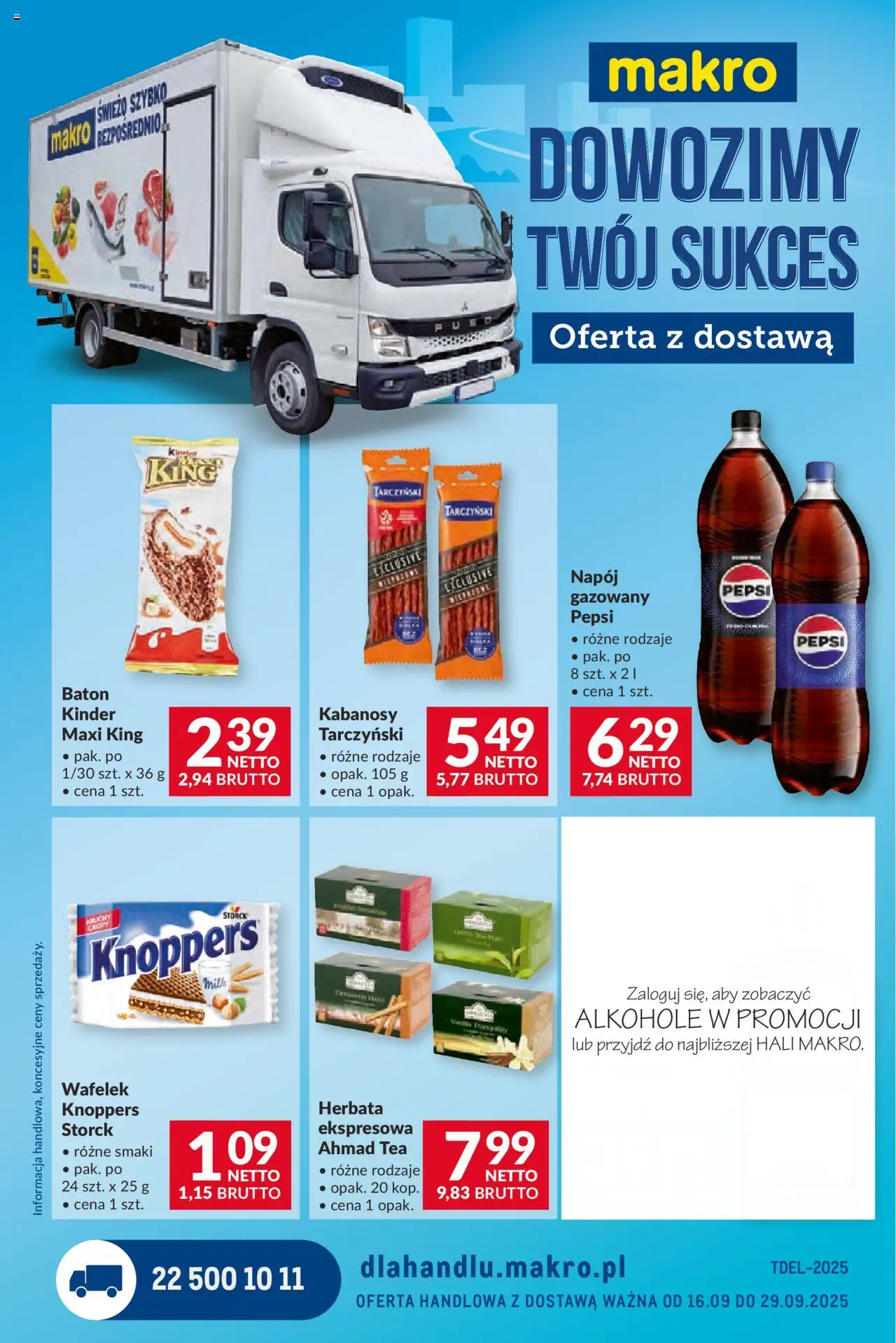 Makro Gazetka - Dystrybucja do sklepów od 16.09.2025 | Strona: 1 | Produkty: Knoppers, Pepsi, Kabanosy, Baton