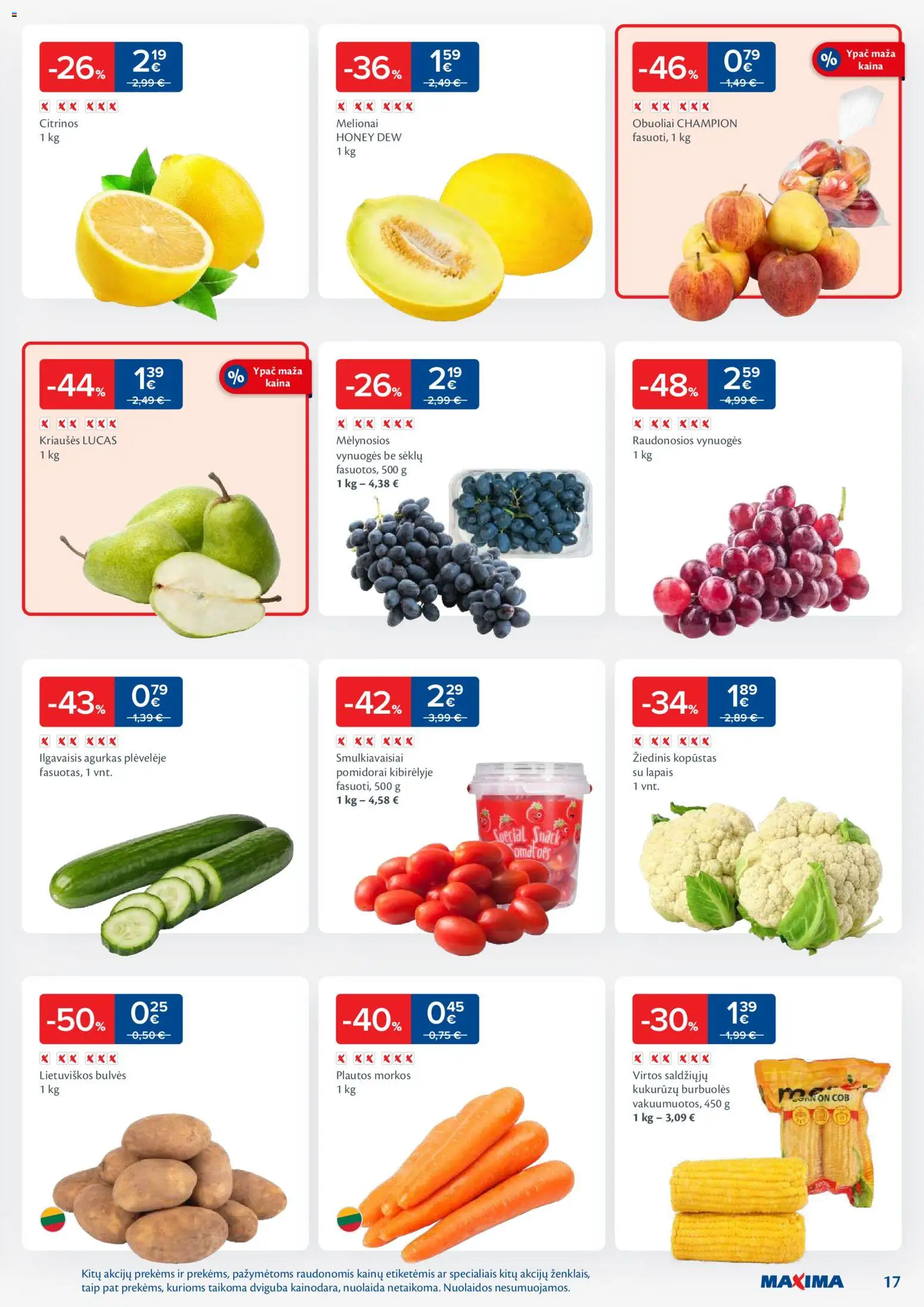 MAXIMA akcijos nuo 11.11.2025 | Puslapis: 17 | Prekių: Agurkas, Bulvės, Vynuogės, Pomidorai