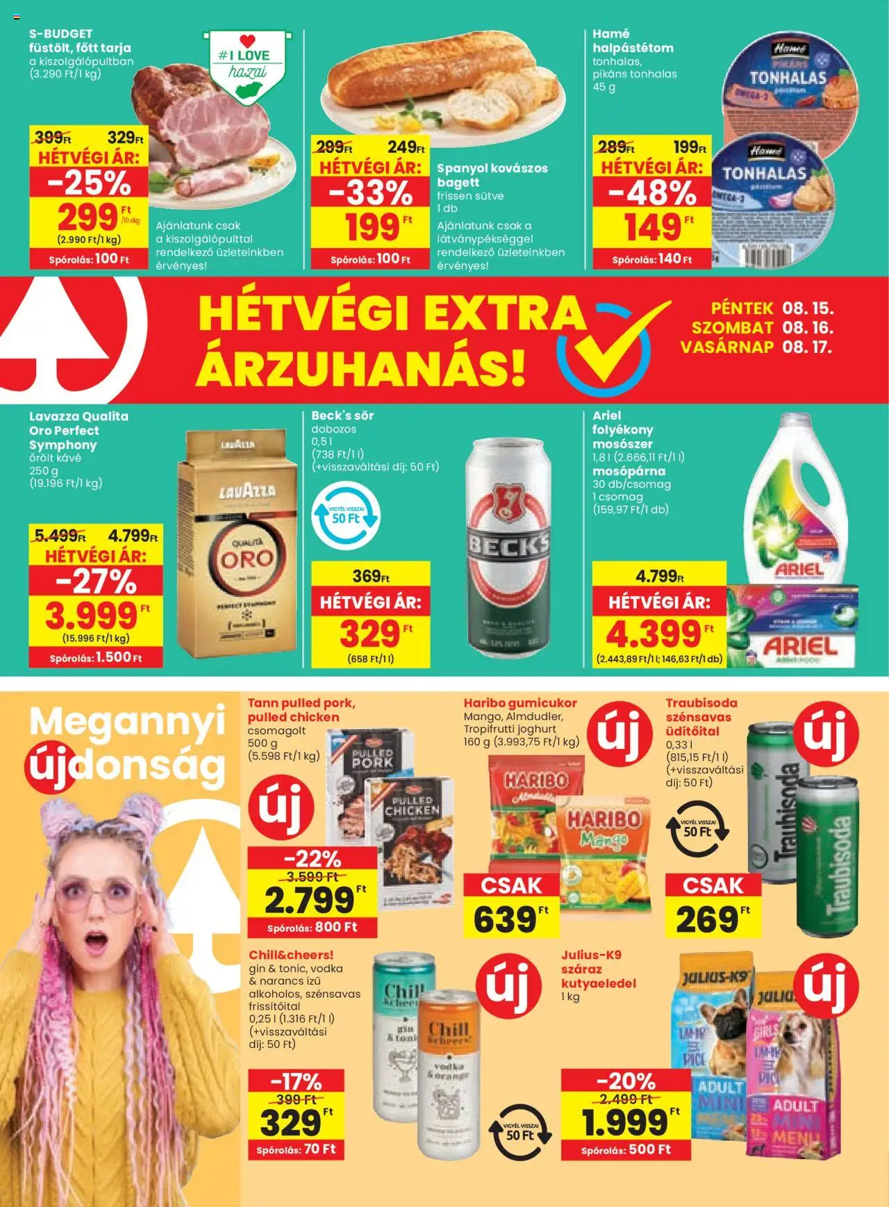 Spar akciós ujság - amely érvényes a következő dátumtól: 14.08.2025 | Oldal: 20 | Termékek: Kutyaeledel, Őrölt kávé, Vodka, Persil