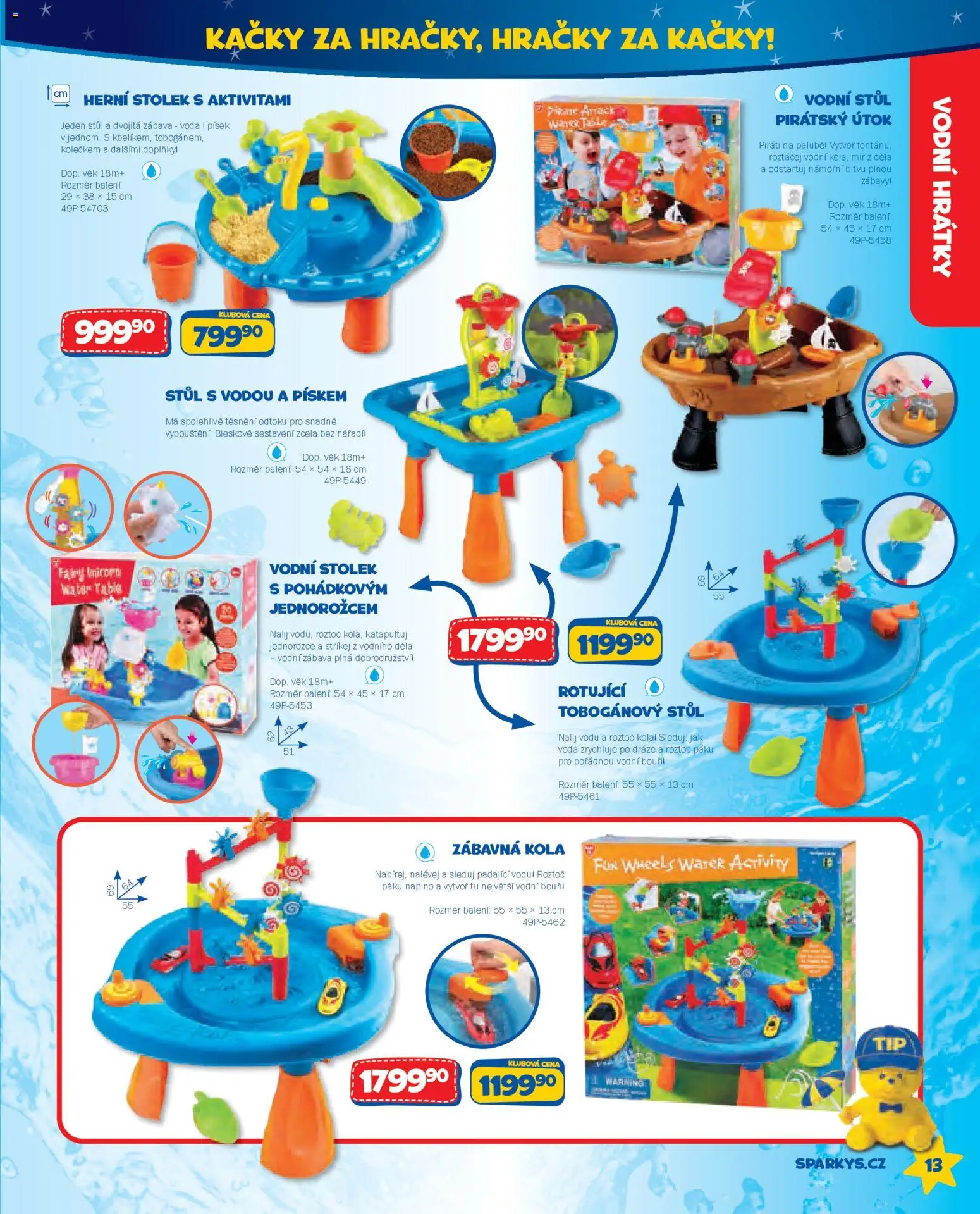Sparkys katalog Léto 2026 od 01.05.2026 | Strana: 13 | Produkty: Voda, Písek, Stolek, Kola