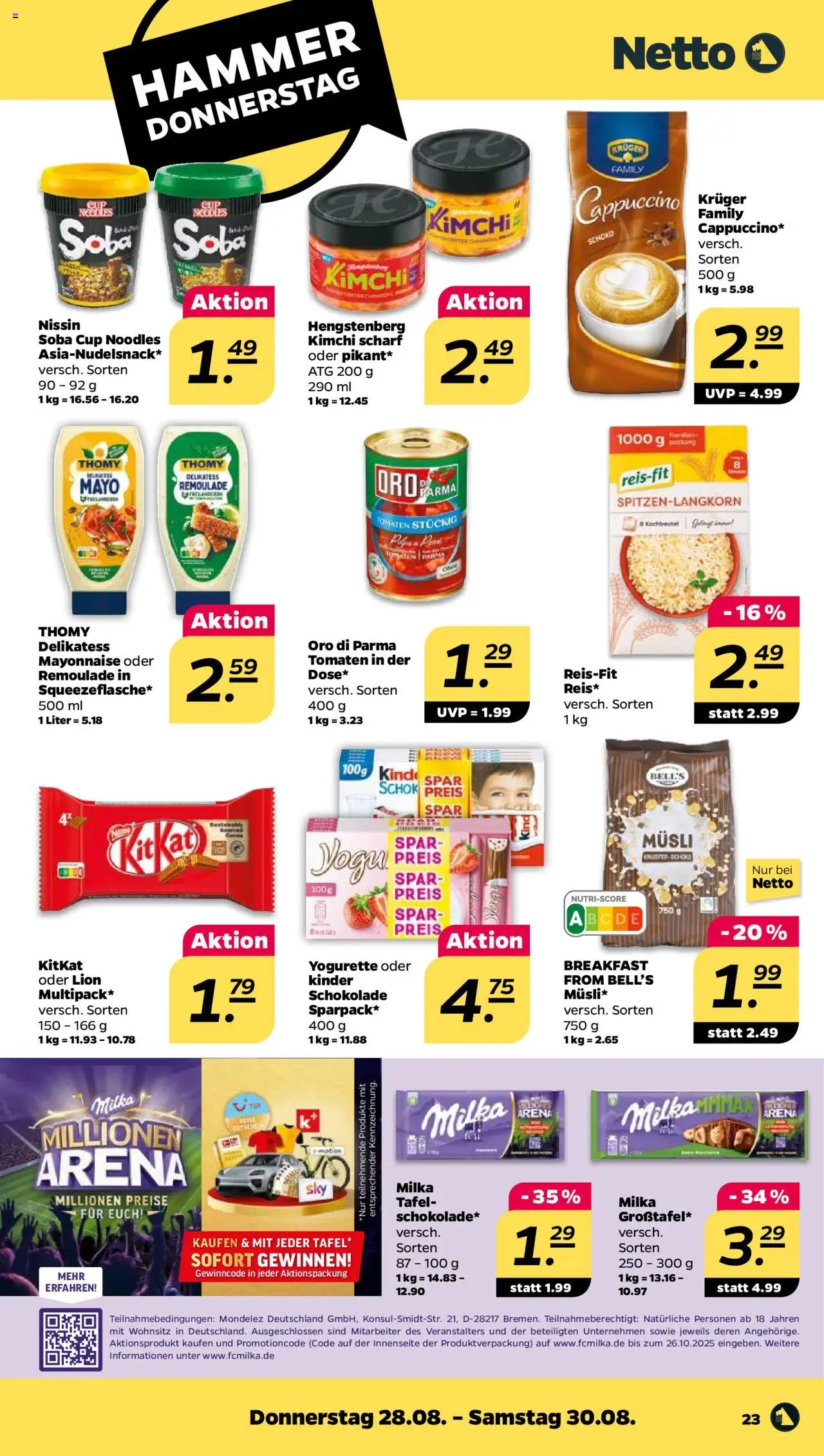 Netto Prospekt 	 - gültig ab dem 25.08.2025 | Seite: 23 | Produkte: Schokolade, Tomaten, Milka, Mayonnaise