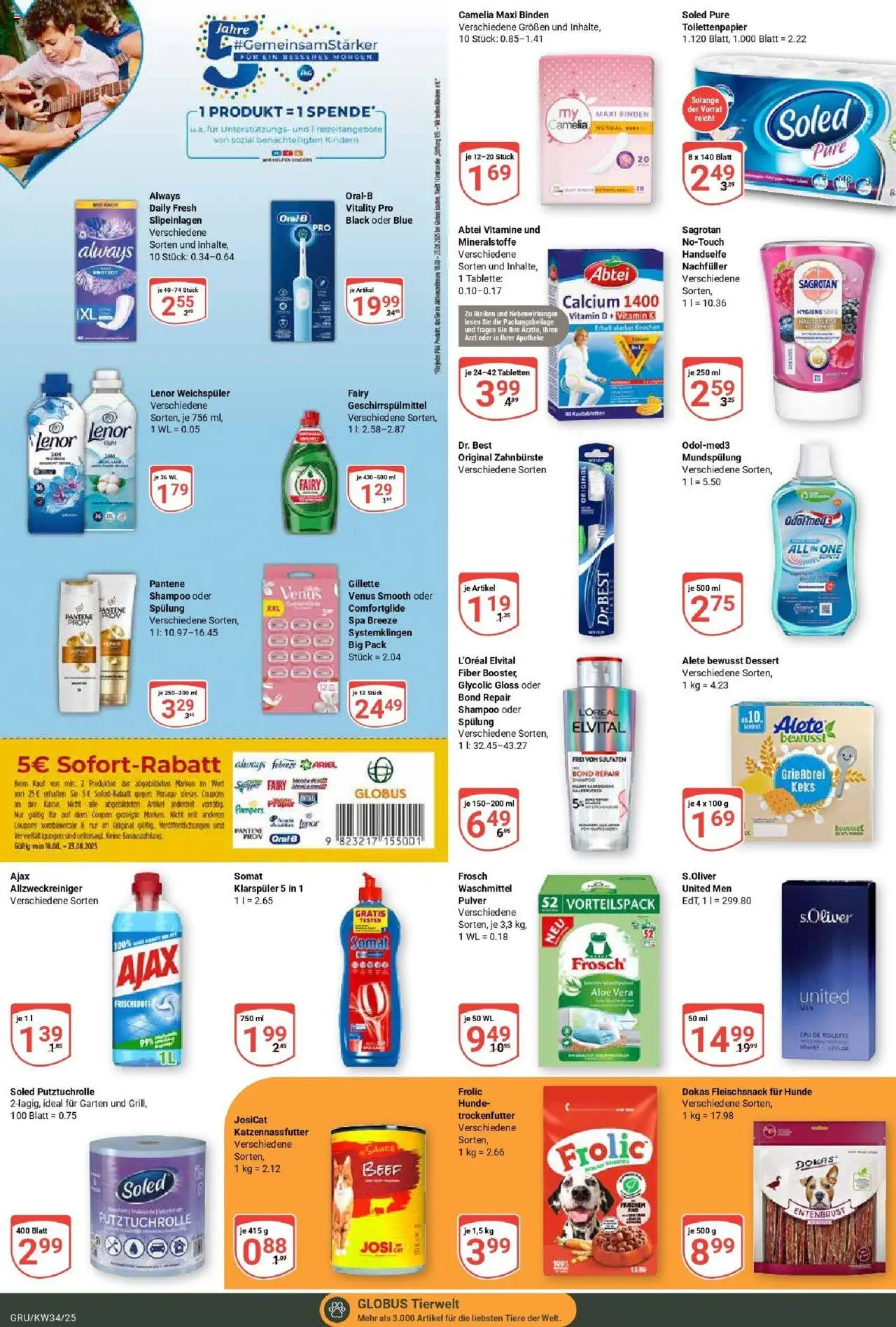 Globus prospekt Grünstadt	 - gültig ab dem 17.08.2025 | Seite: 21 | Produkte: Spülung, Seife, Weichspüler, Toilettenpapier
