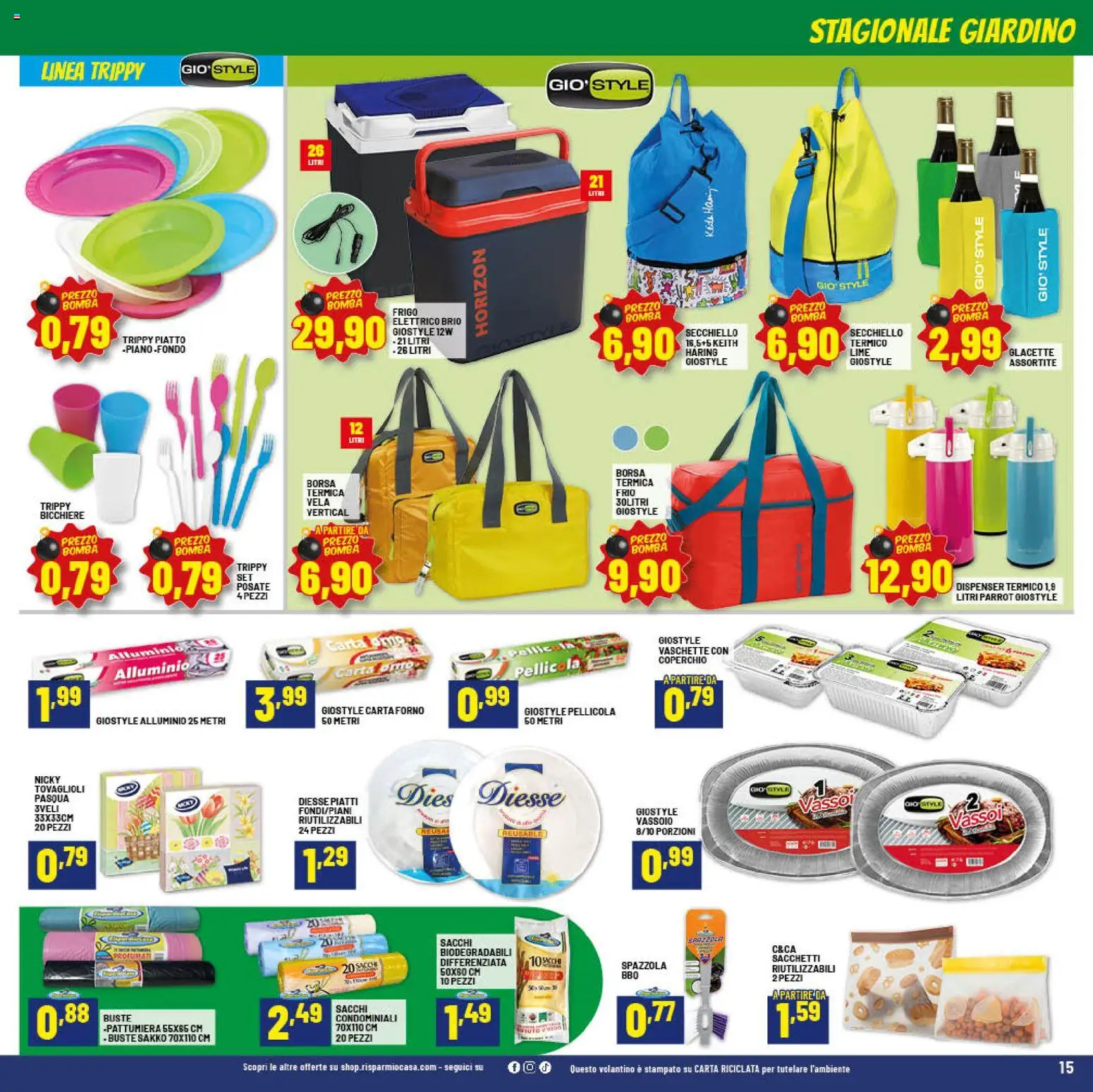 Volantino RisparmioCasa del 26.03.2026 | Pagina: 15 | Prodotti: Borsa termica, Piatto, Carta forno, Vaschette
