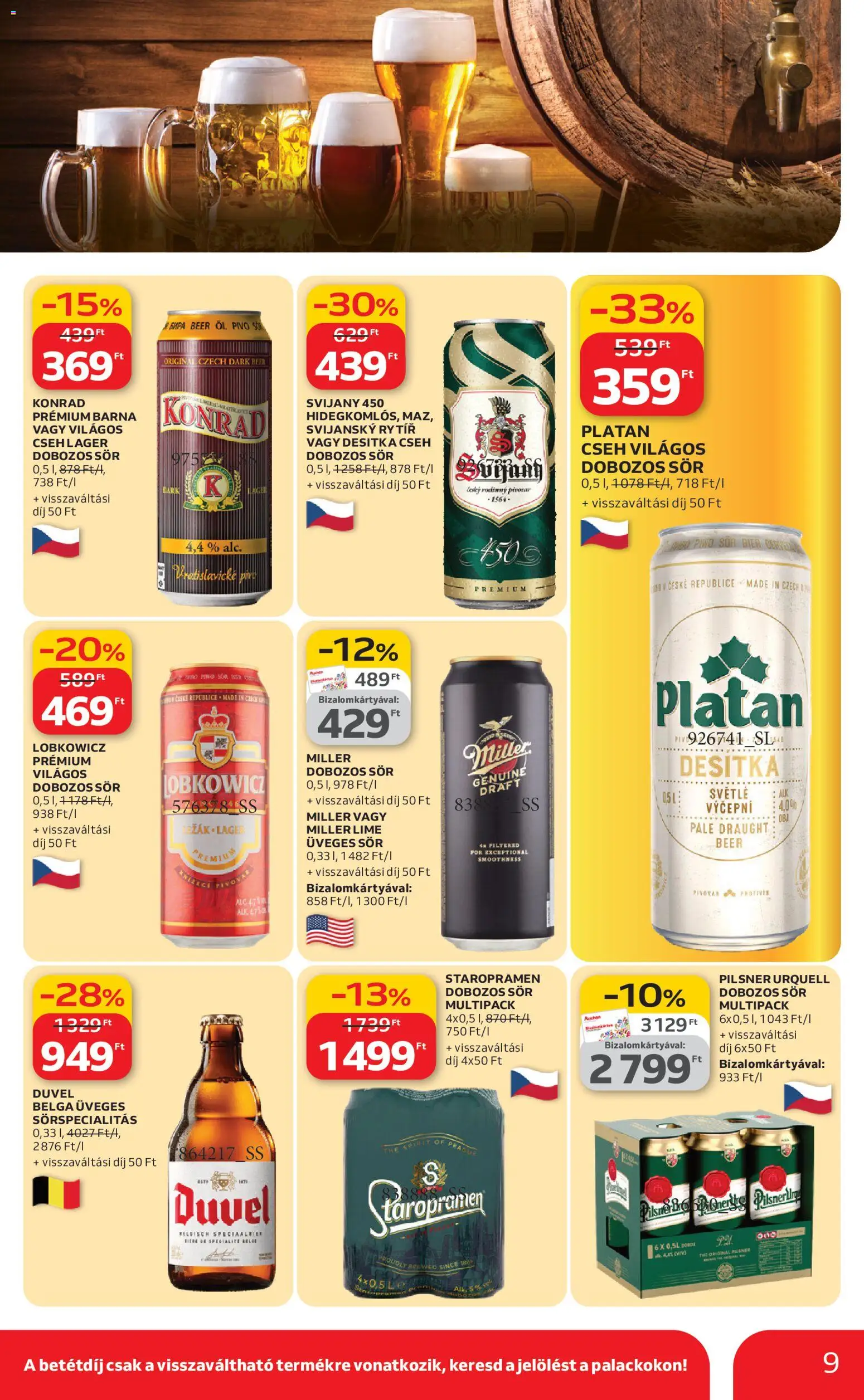 Auchan akciós ujság - amely érvényes a következő dátumtól: 05.03.2026 | Oldal: 9 | Termékek: Lime, Pilsner urquell, Dobozos sör, Sör