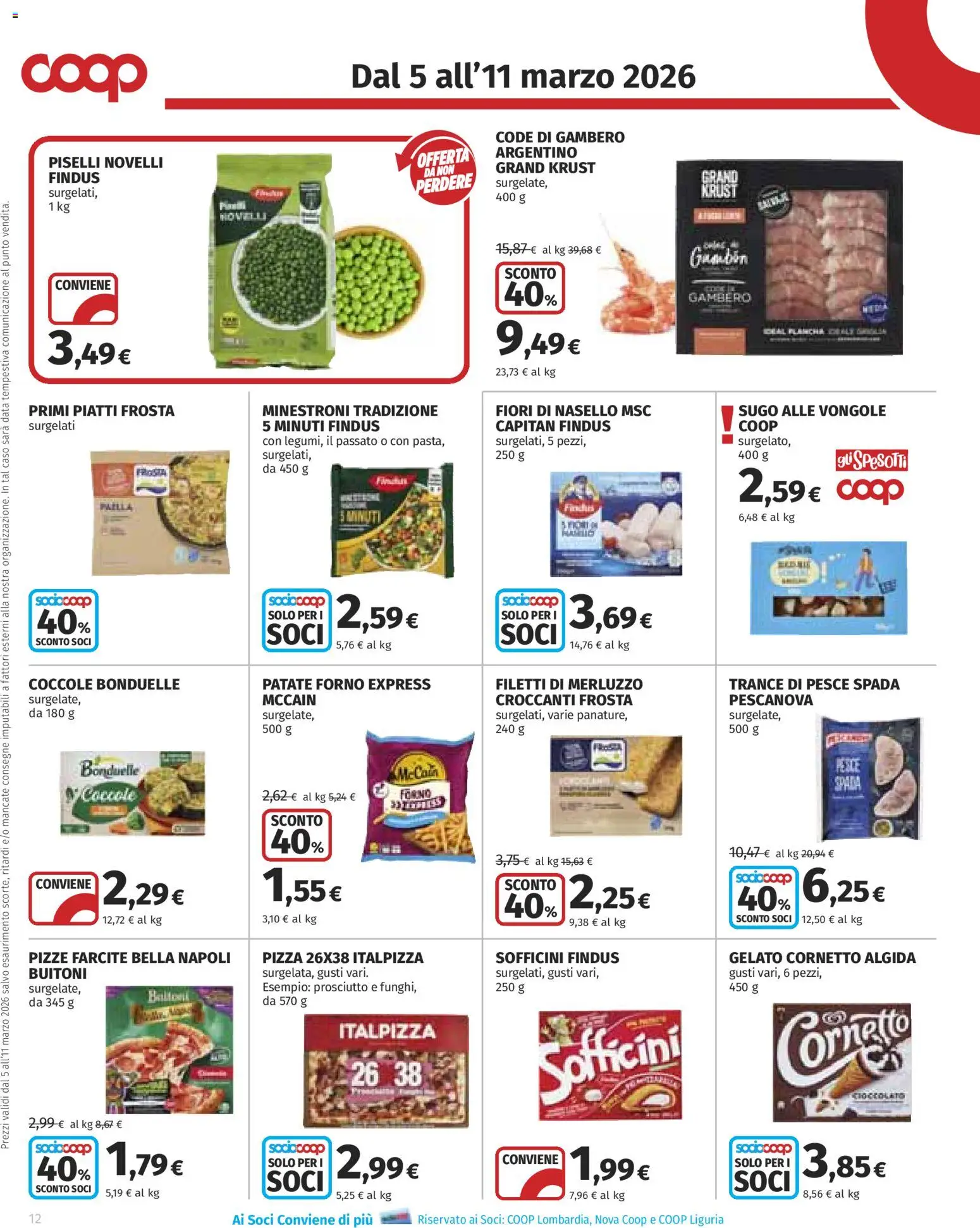Volantino COOP del 05.03.2026 | Pagina: 12 | Prodotti: Pizza, Pesce, Piselli, Nasello