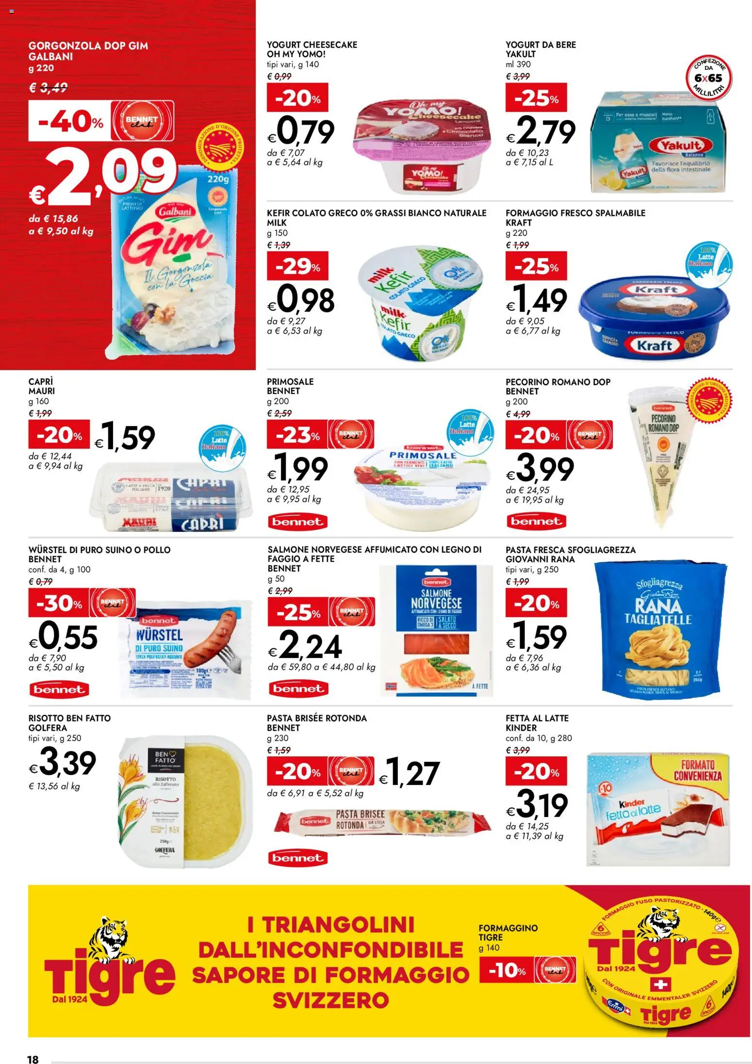 Volantino bennet del 07.04.2026 | Pagina: 18 | Prodotti: Salmone, Tagliatelle, Suino, Pasta