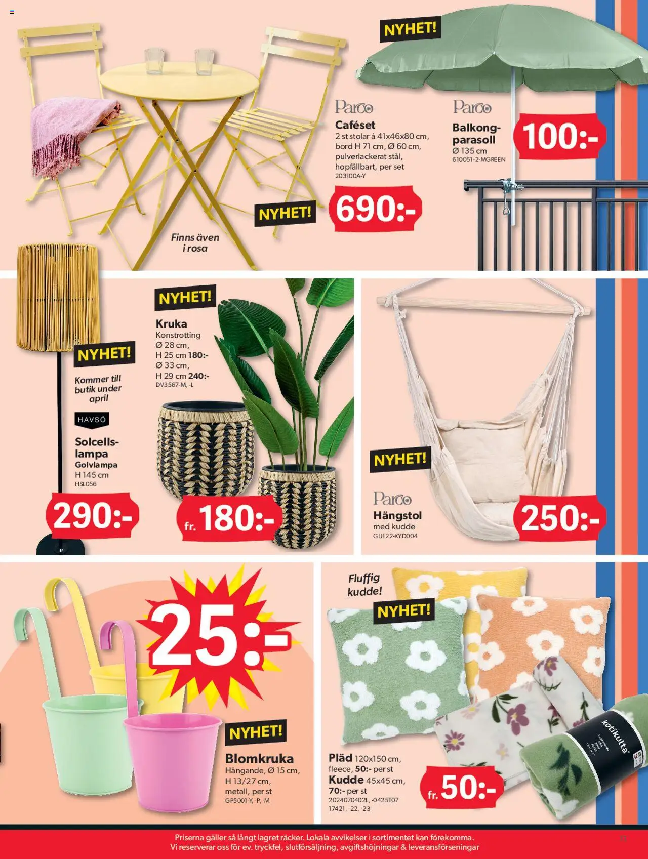 Dollar Store reklamblad aktuell från 07.04.2025 | Sida: 11 | Produkter: Parasoll, Golvlampa, Kruka, Set