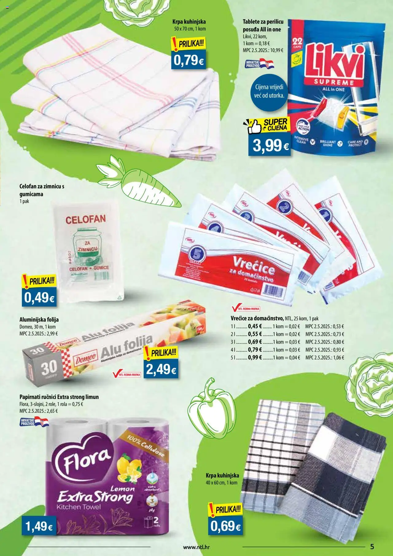 NTL katalog | vrijedi od 10.09.2025 | Stranica: 5 | Proizvodi: Krpa, Papirnati ručnici, Celofan, Gumice