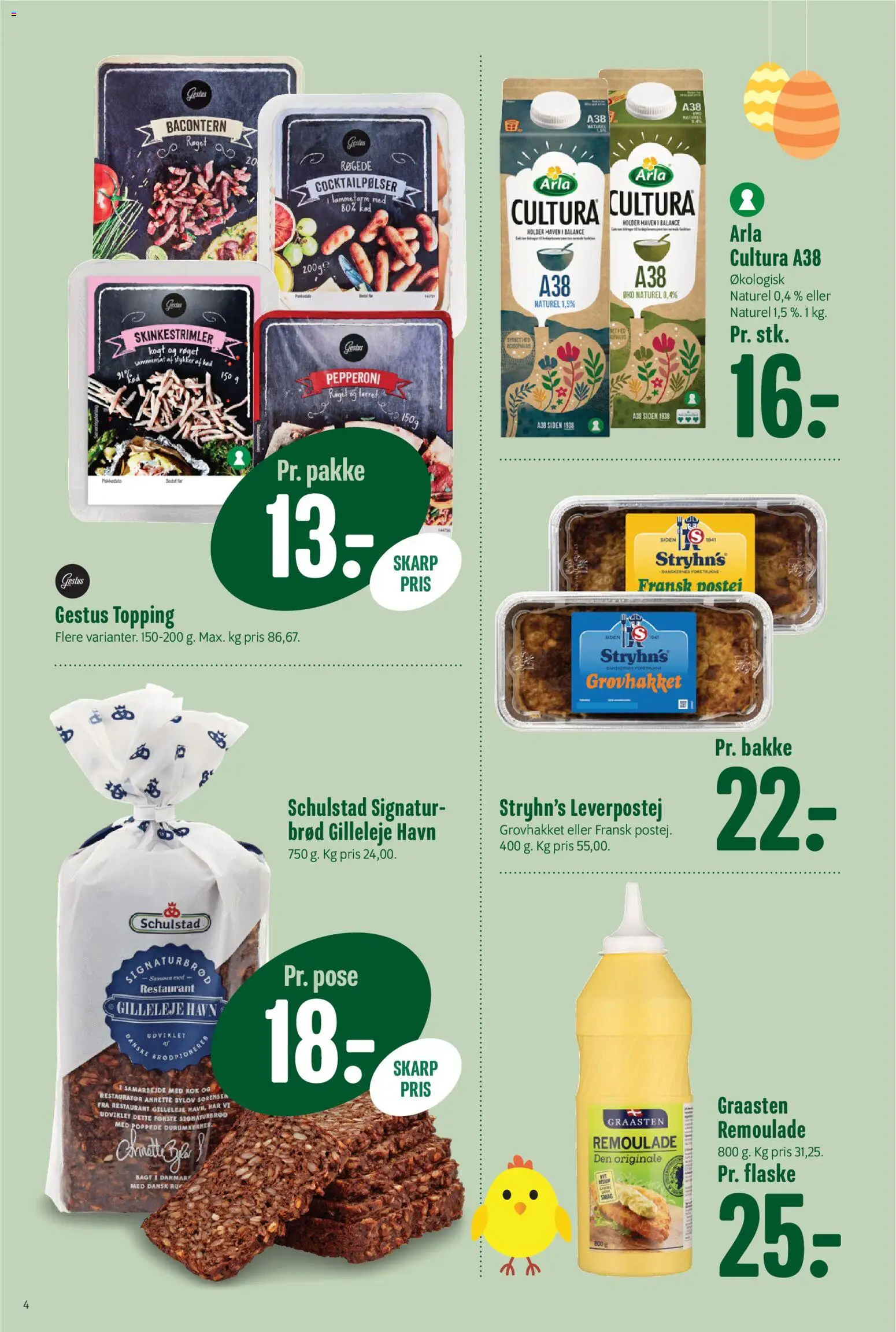 Min Købmand tilbudsavis – gyldig fra 13.03.2026 | Side: 4 | Produkter: Brød, Cocktailpølser, Leverpostej, Remoulade