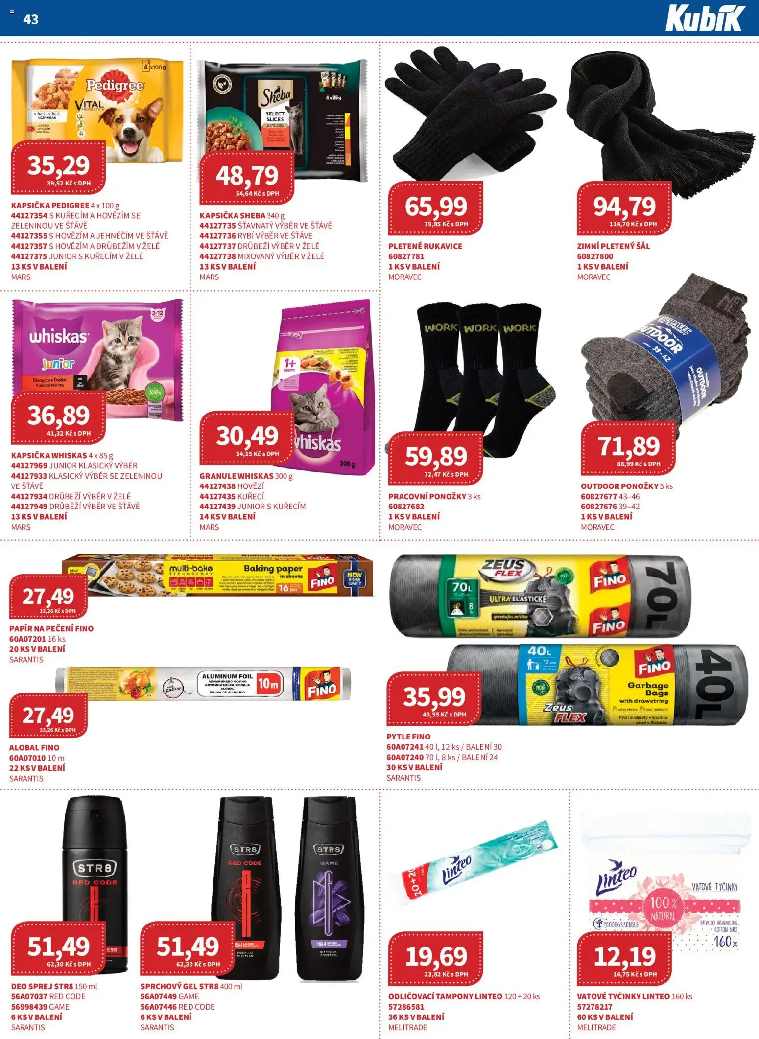 Kubík leták - Velkoobchod 11/2025 od 01.11.2025 | Strana: 43 | Produkty: Ponožky, Granule, Rukavice, Alobal
