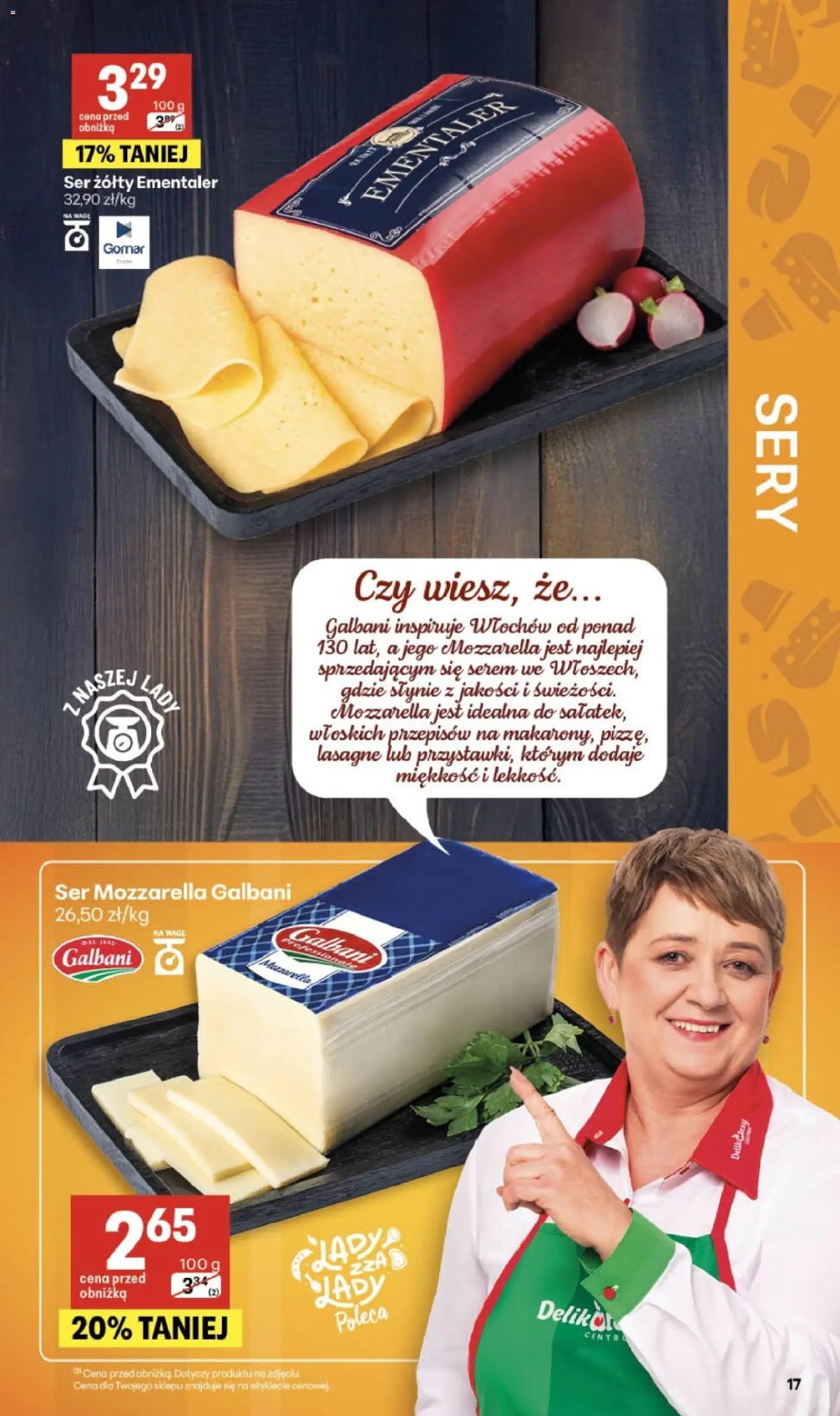 Delikatesy Centrum gazetka od 16.04.2026 | Strona: 17 | Produkty: Ser żółty, Sery, Ser, Mozzarella