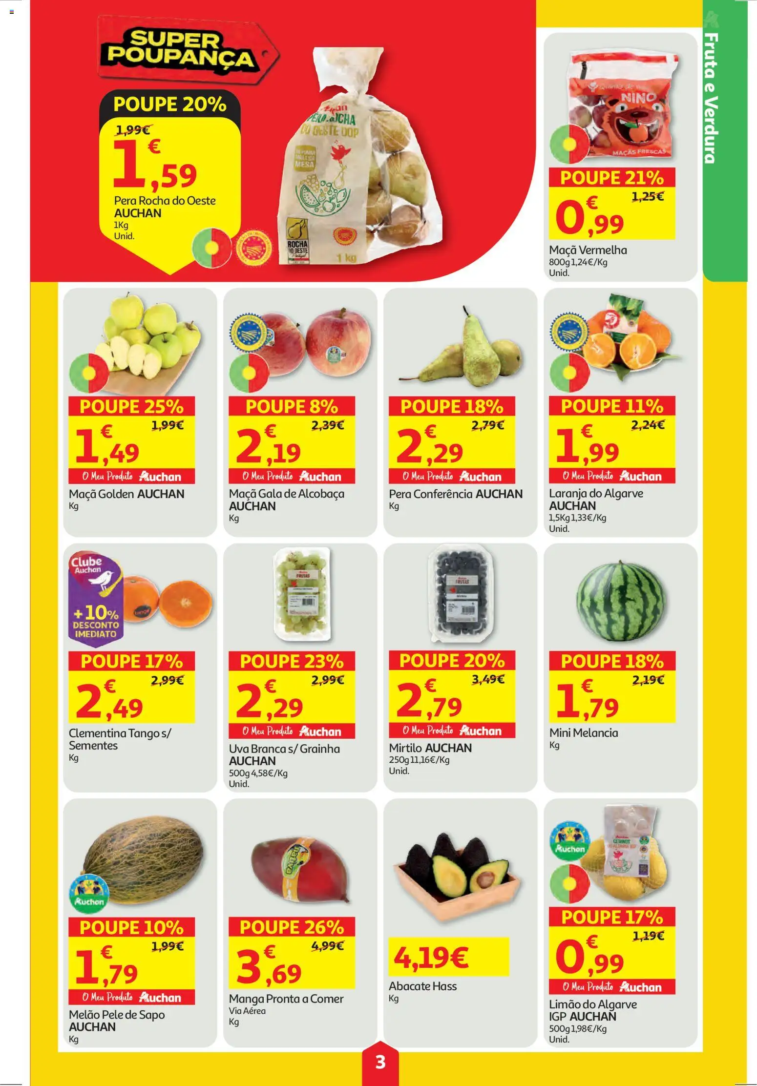 Auchan folheto │ válido de 22.01.2026 | Página: 3 | Produtos: Mesa, Maça, Abacate, Melancia