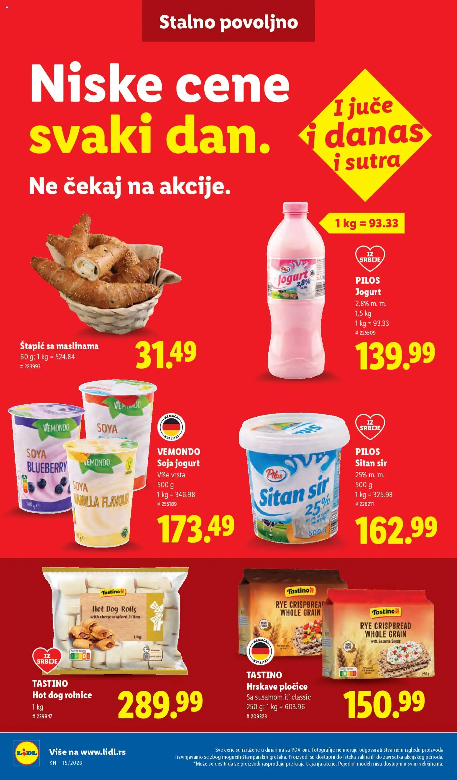 Lidl katalog - važi od 09.04.2026 | Strana: 46 | Proizvode: Sitan sir, Sir, Jogurt, Hot dog