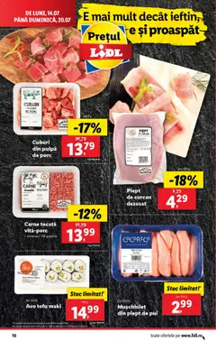 Catalog Lidl – valabil de la 14.07.2025 | Pagină: 16 | Produse: Hacıyatmaz Kedi Oyuncağı, Sushi, Carne tocată