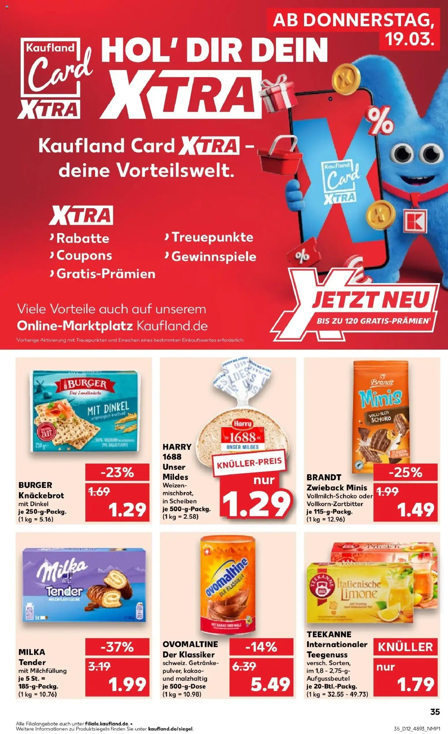 Kaufland Prospekt Rathenow	 – gültig ab 19.03.2026 | Seite: 35 | Produkte: Ovomaltine, Burger, Milka, Teekanne