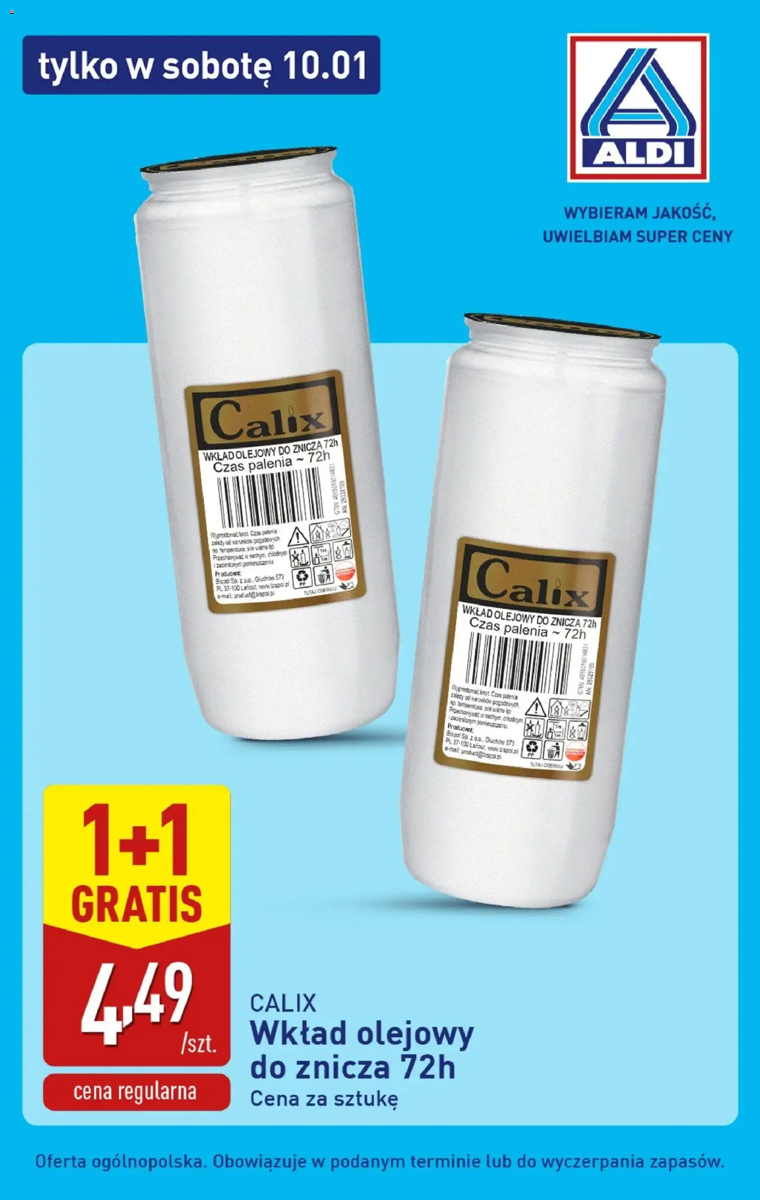 Aldi Gazetka - Tylko w sobotę od 10.01.2026 | Strona: 5 | Produkty: Wkład olejowy do znicza