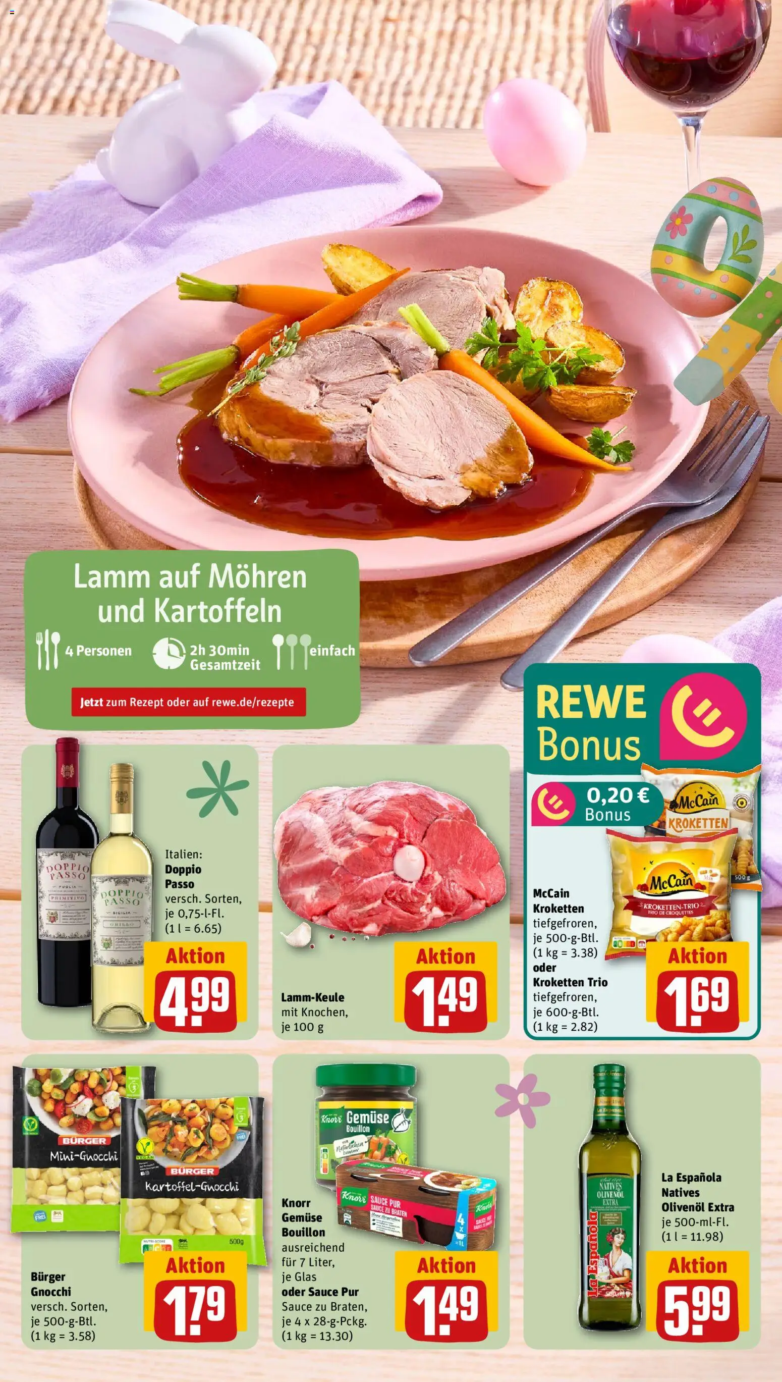Rewe Prospekt 	 – gültig ab 30.03.2026 | Seite: 6 | Produkte: Lammkeule, Olivenol, Knorr, McCain