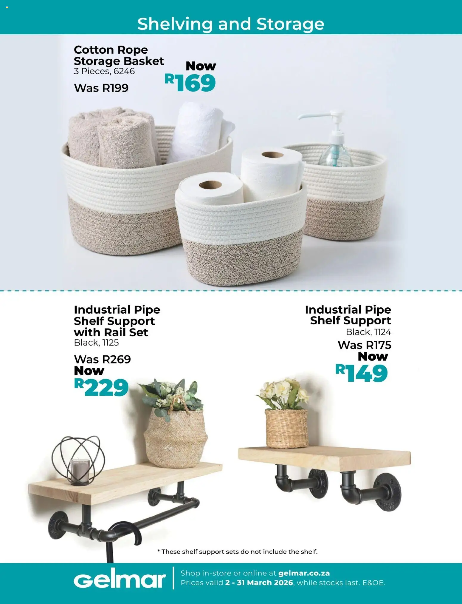 New Gelmar catalogue – valid from 02.03.2026 | Page: 8 | Products: Shelf, Basket, Pipe