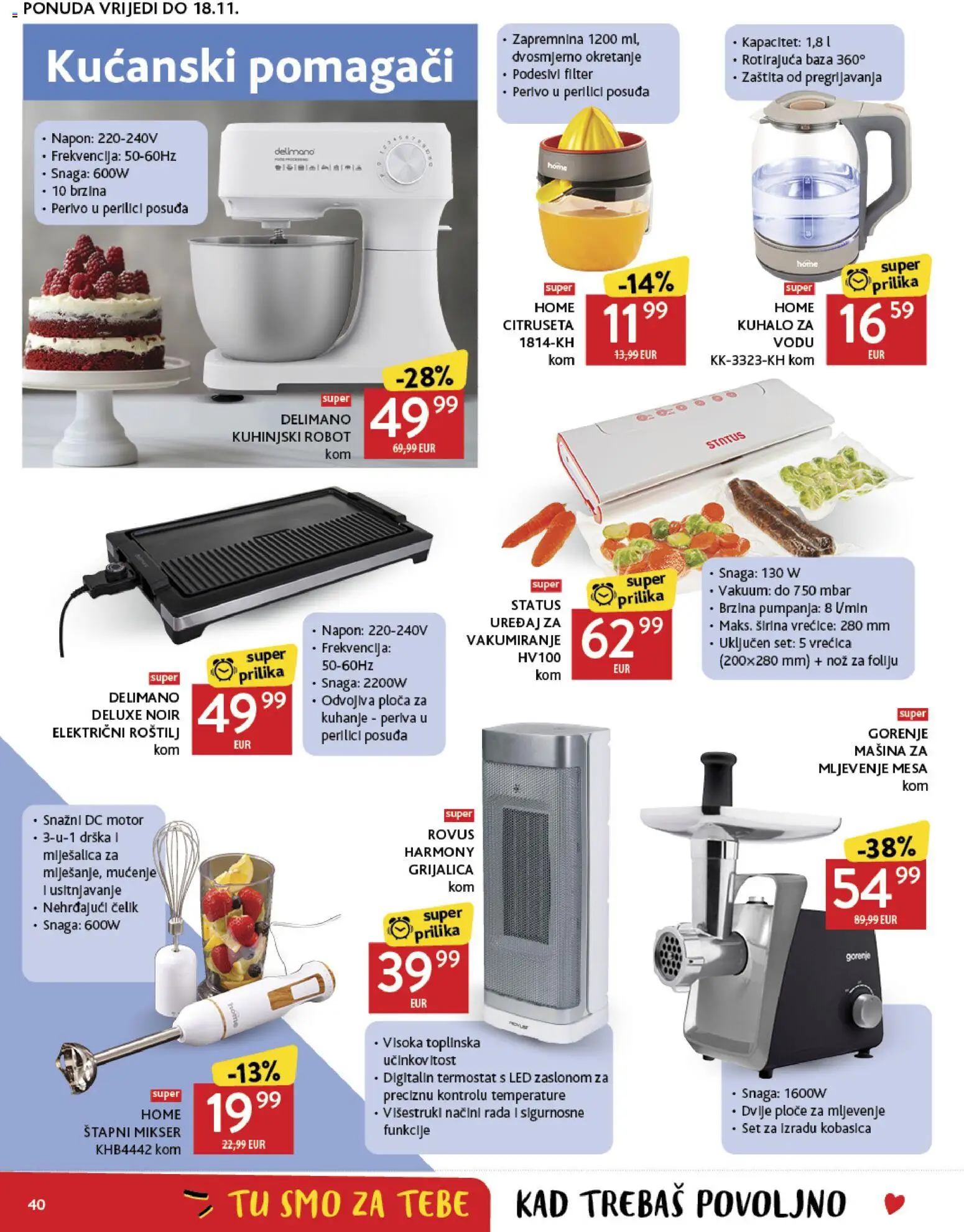 Konzum katalog | vrijedi od 05.11.2025 | Stranica: 40 | Proizvodi: Kuhalo za vodu, Nož, Delimano, Blender