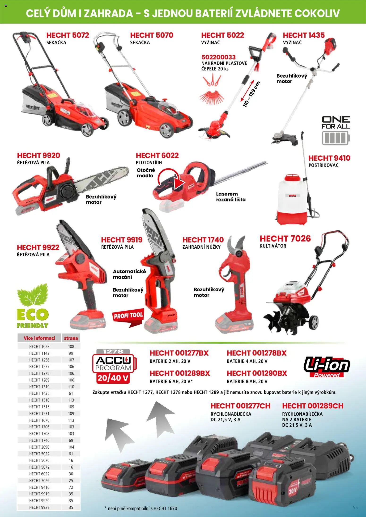 Hecht katalog - Jaro - léto 2026 od 19.02.2026 | Strana: 55 | Produkty: Hecht, Plotostřih, Zahradní nůžky, Baterie