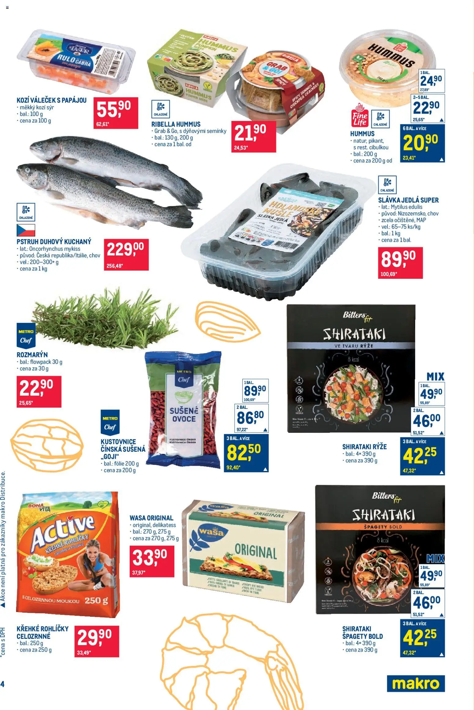 Makro leták - Pro milovníky jídla od 28.01.2026 | Strana: 4 | Produkty: Ovoce, Hummus, Pstruh, Váleček