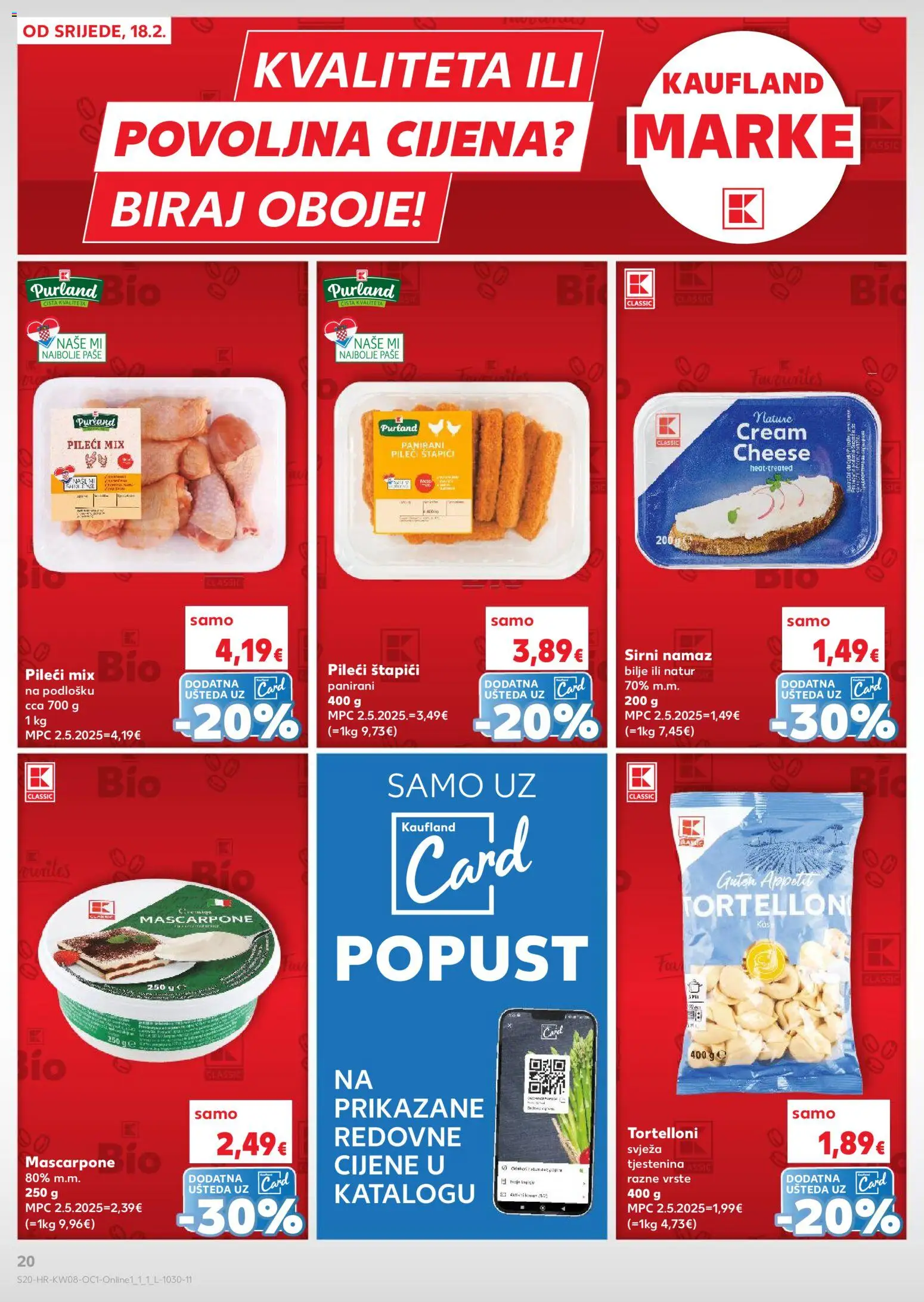 Kaufland HR akciós ujság - amely érvényes a következő dátumtól: 18.02.2026 | Oldal: 20 | Termékek: Mascarpone